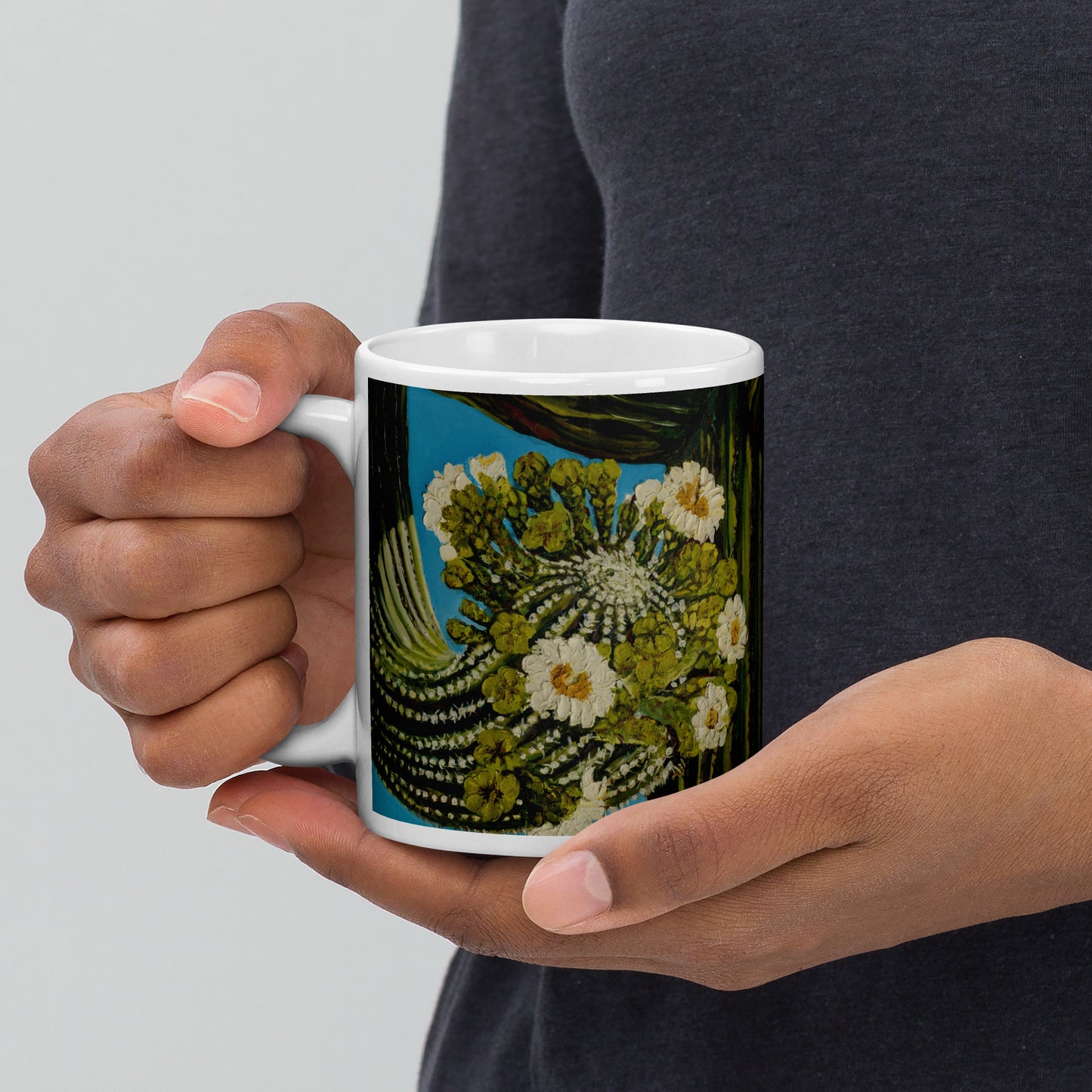 Twisted Saguaro by Andrea Rodriguez | White glossy mug