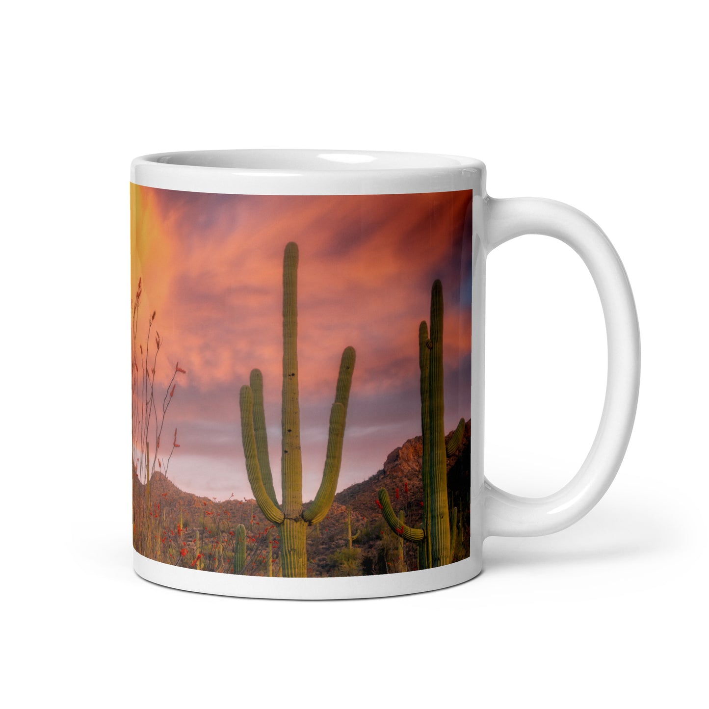 Tucson Mountain Park Sunset by Sean Parker Photography | White glossy mug