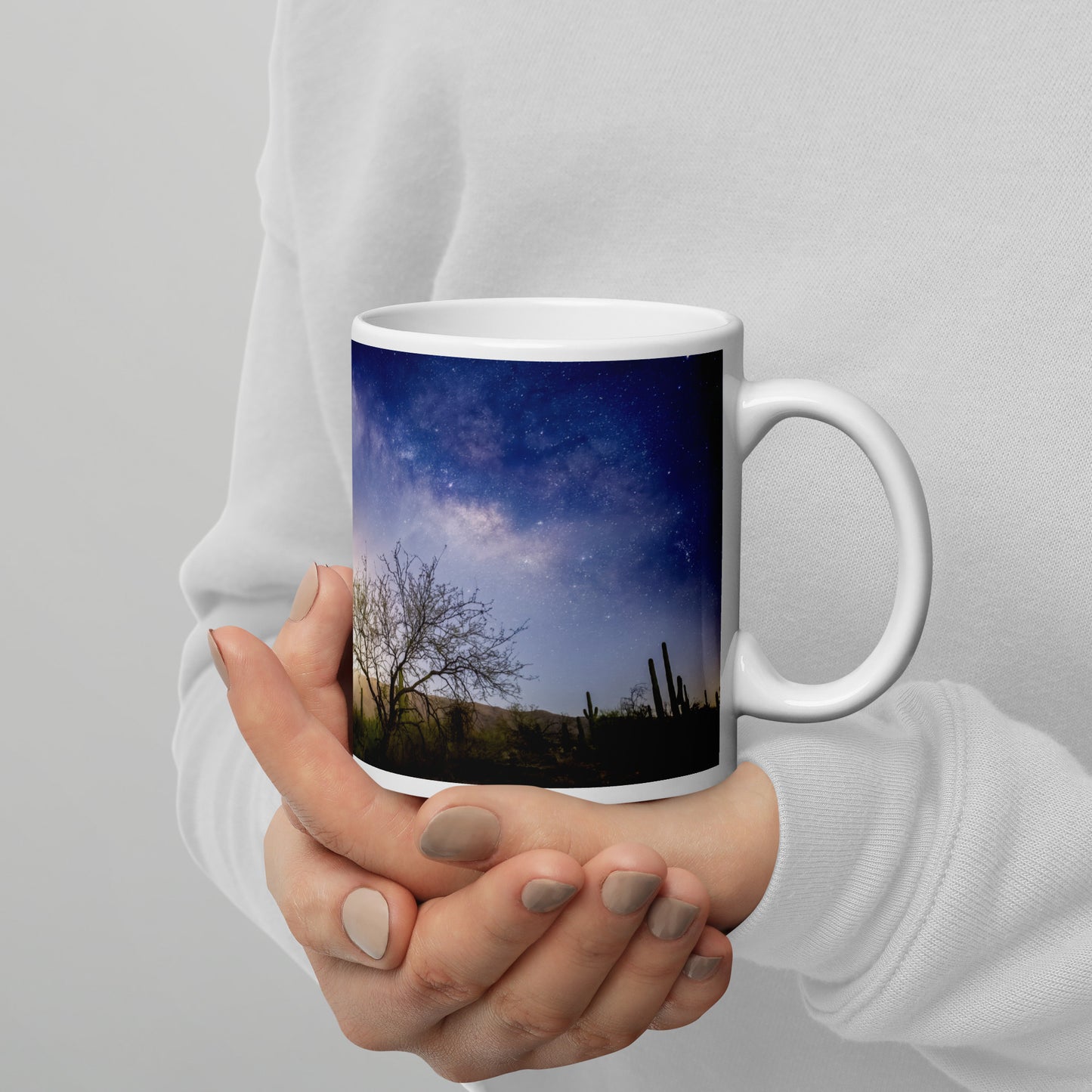 Milkyway Moonrise by Sean Parker Photography | White glossy mug