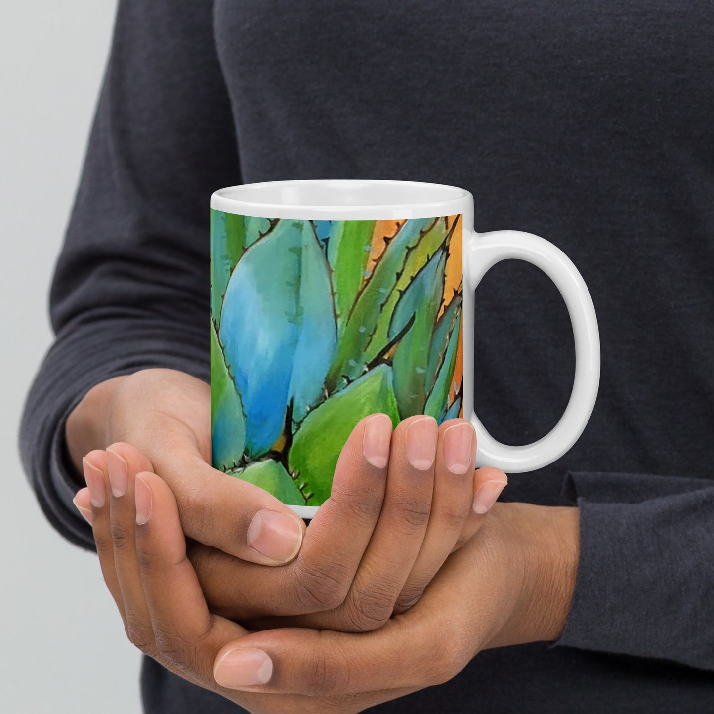 Blue Agave by Andrea Rodriguez | White glossy mug