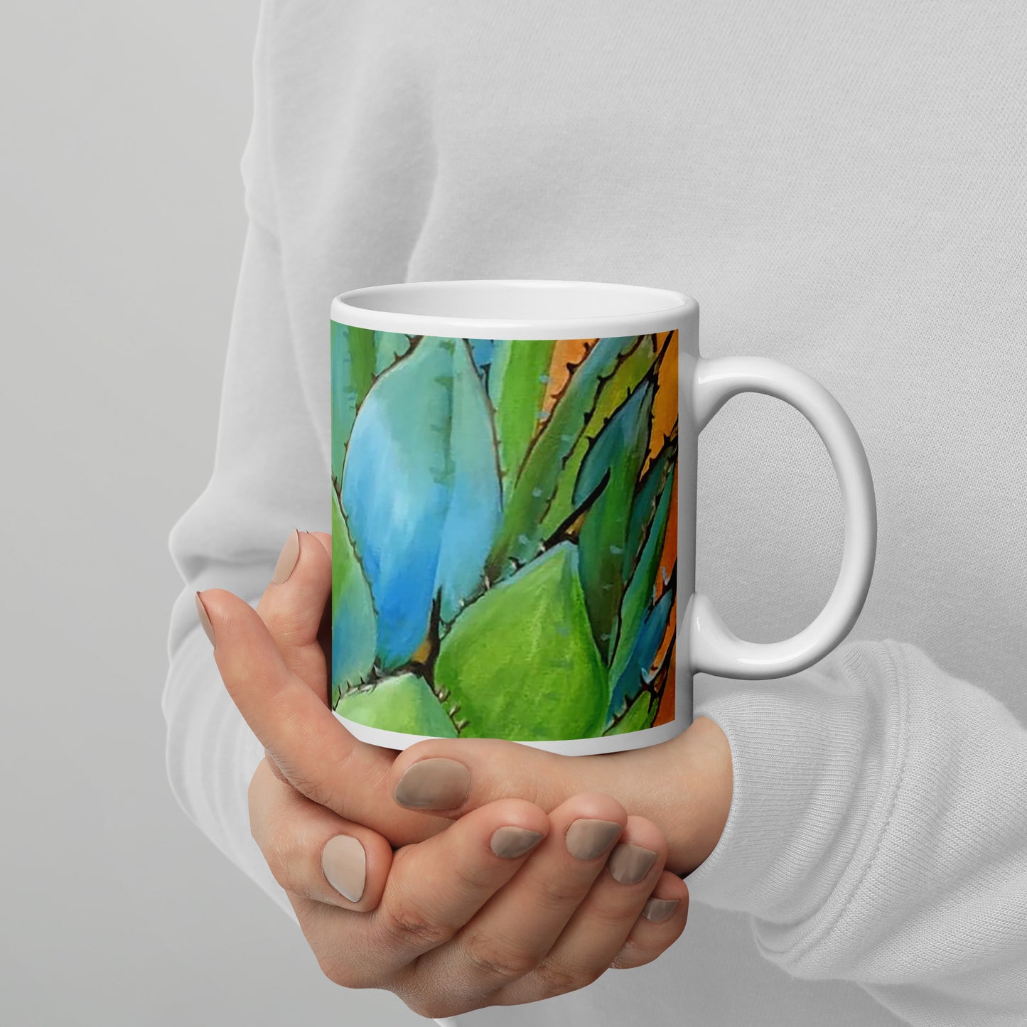 Blue Agave by Andrea Rodriguez | White glossy mug