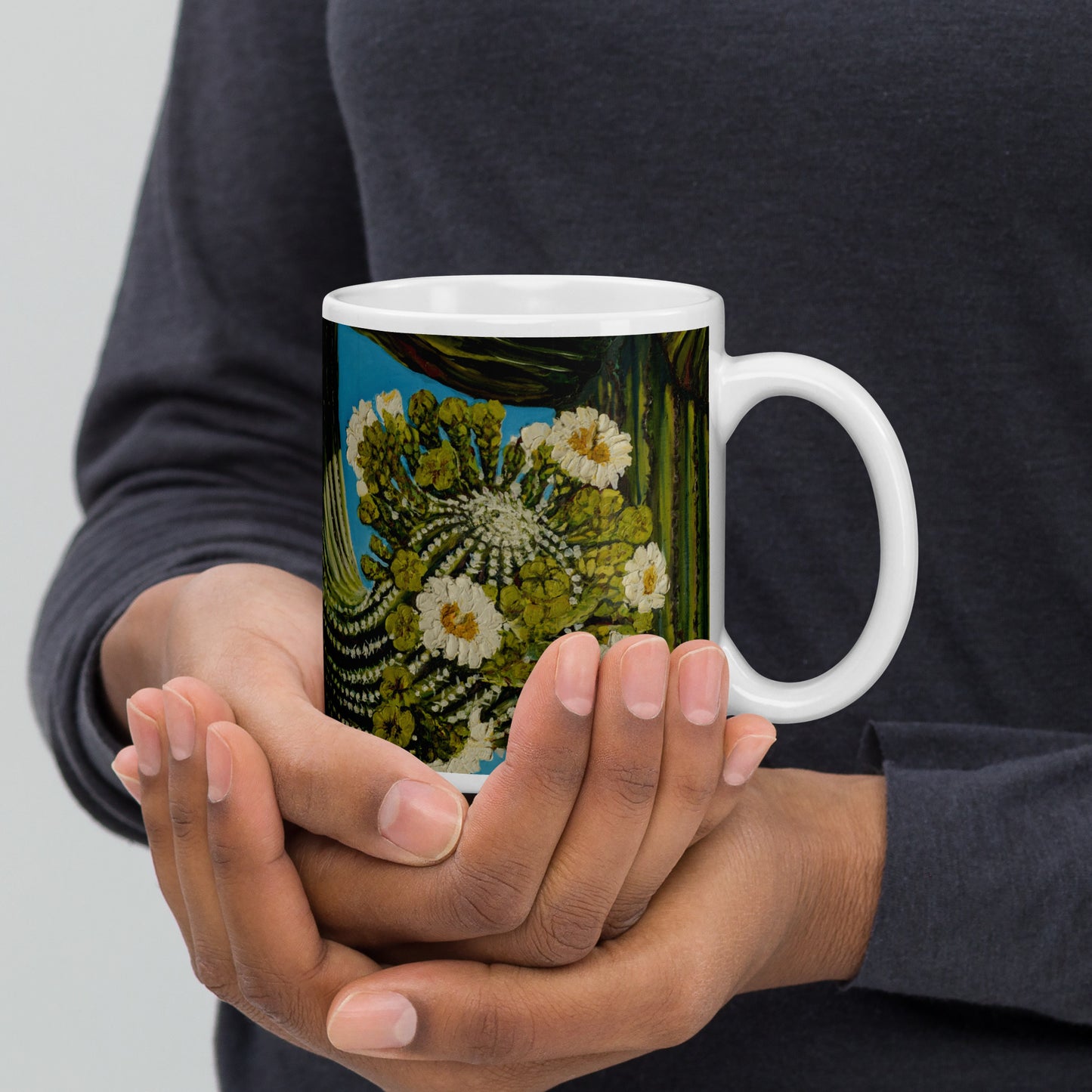 Twisted Saguaro by Andrea Rodriguez | White glossy mug