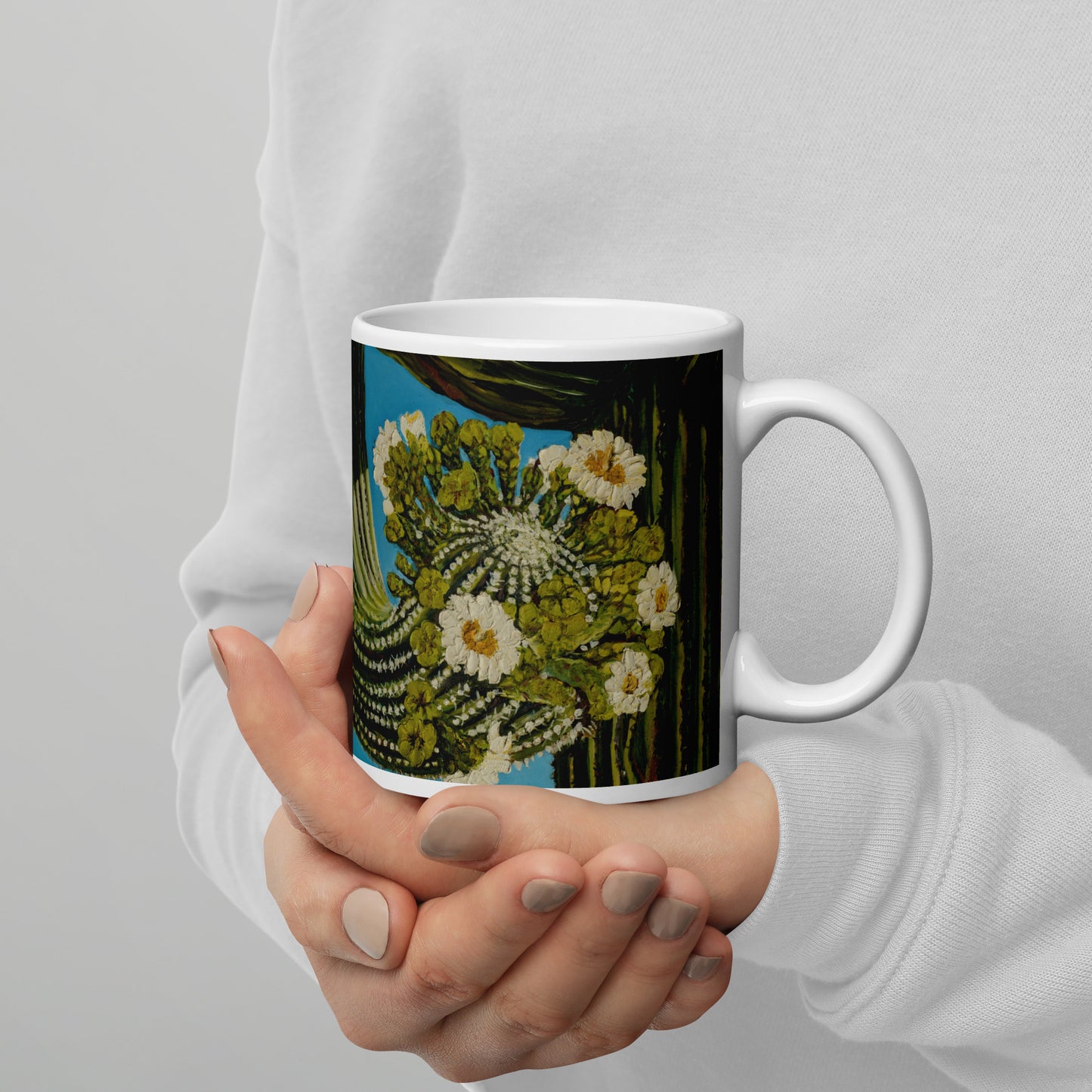 Twisted Saguaro by Andrea Rodriguez | White glossy mug