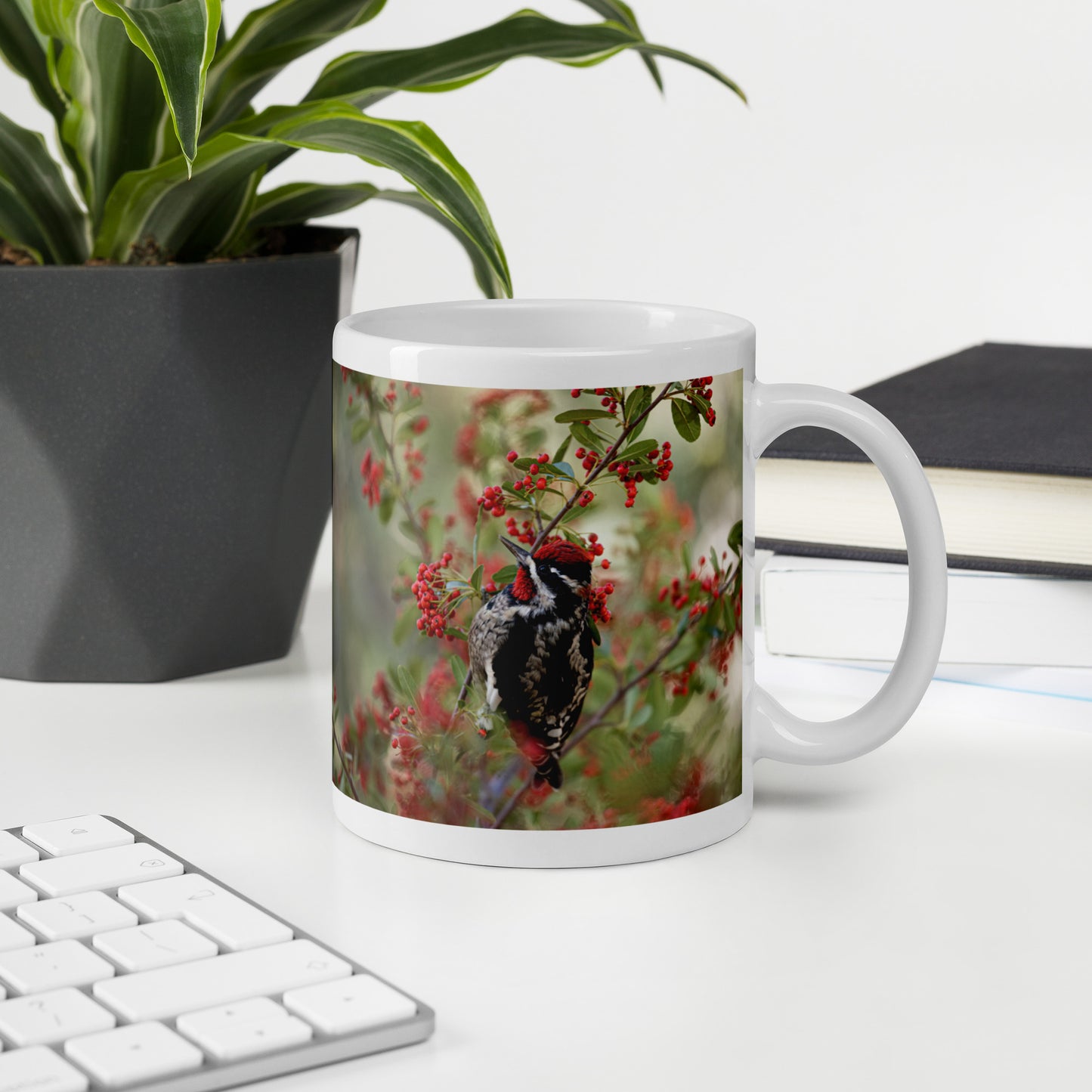 Red Naped Sapsucker by Leslie Leathers Photography | White glossy mug