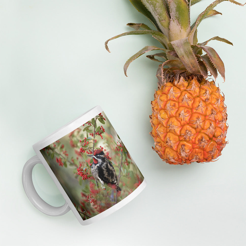 Red Naped Sapsucker by Leslie Leathers Photography | White glossy mug