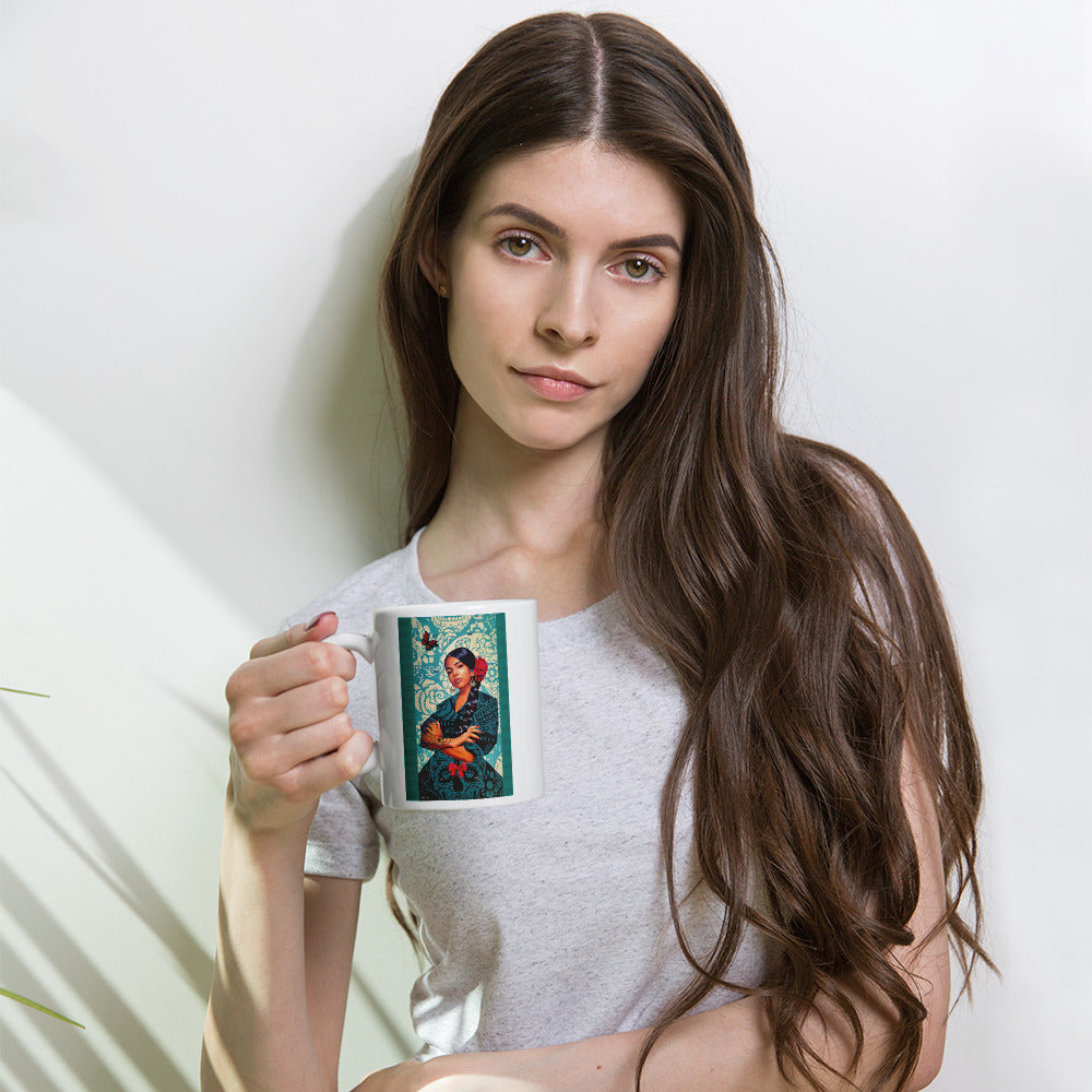 Empowered Woman Mural by Ignacio Garcia | White glossy mug