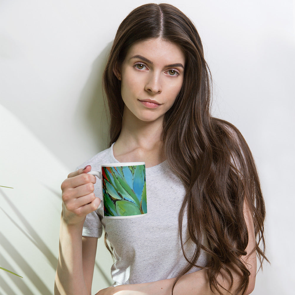 Blue Agave by Andrea Rodriguez | White glossy mug