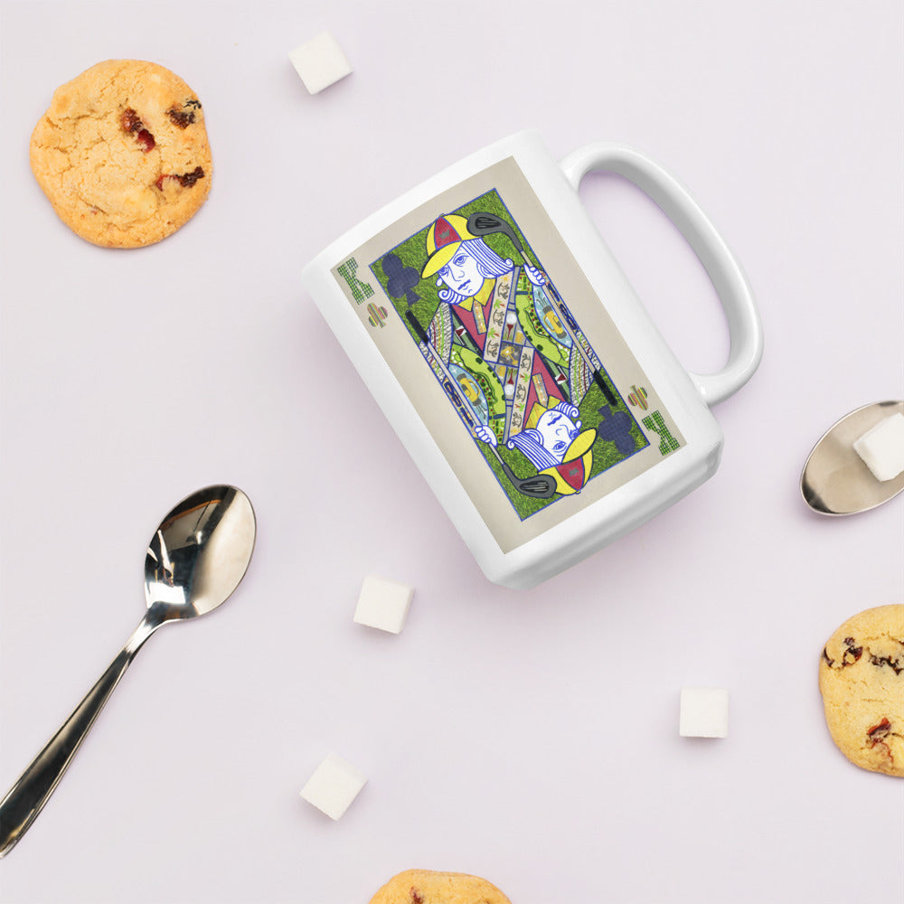 King of Clubs by Suzanne Villella | White glossy mug