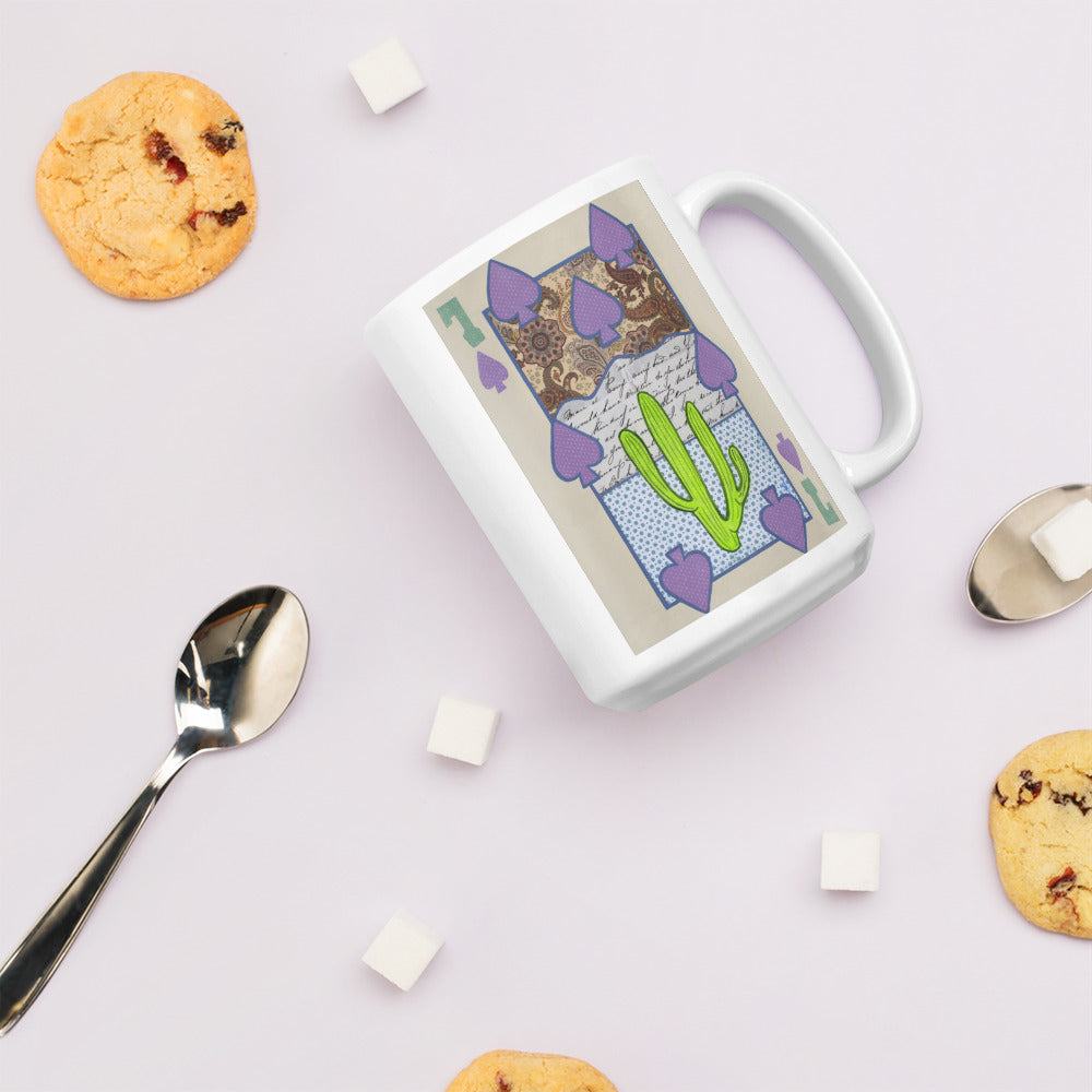 Seven of Spades by Suzanne Villella | White glossy mug