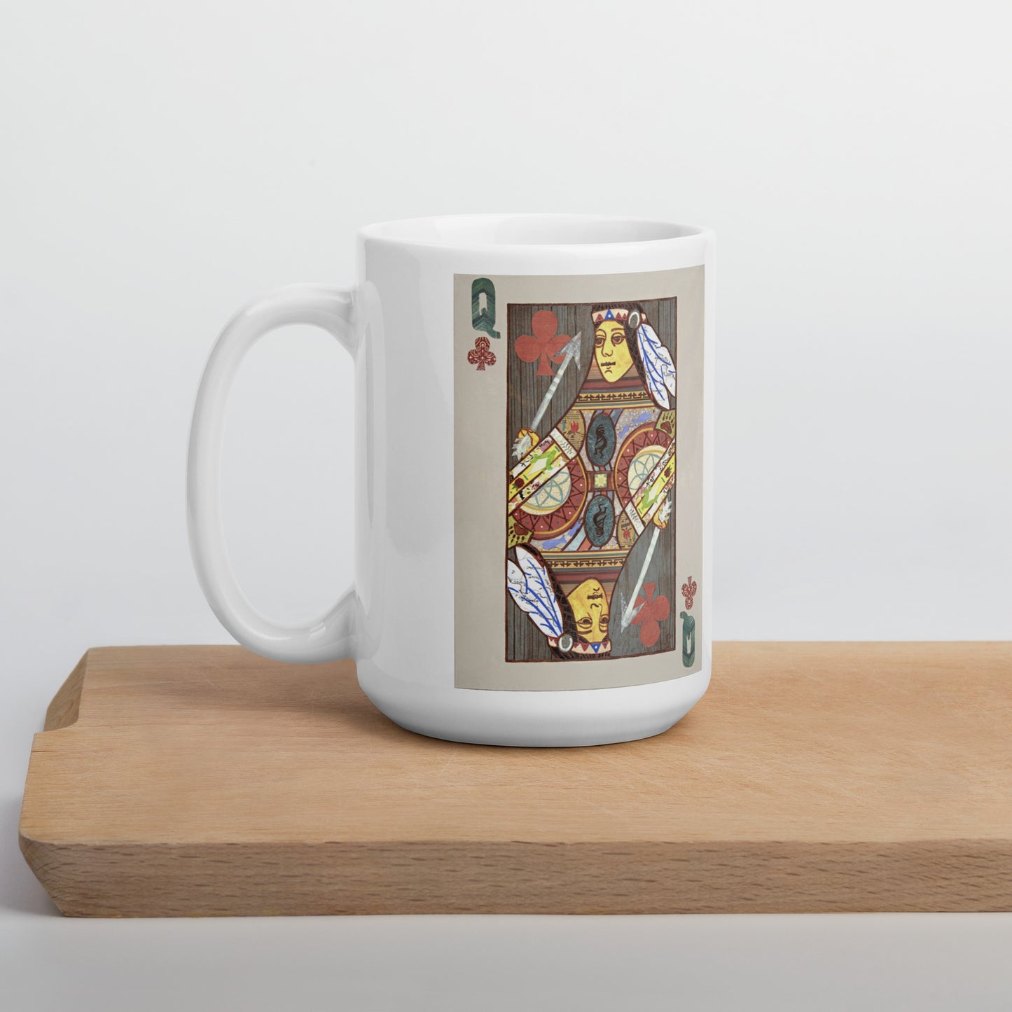 Queen of Clubs by Suzanne Villella | White glossy mug