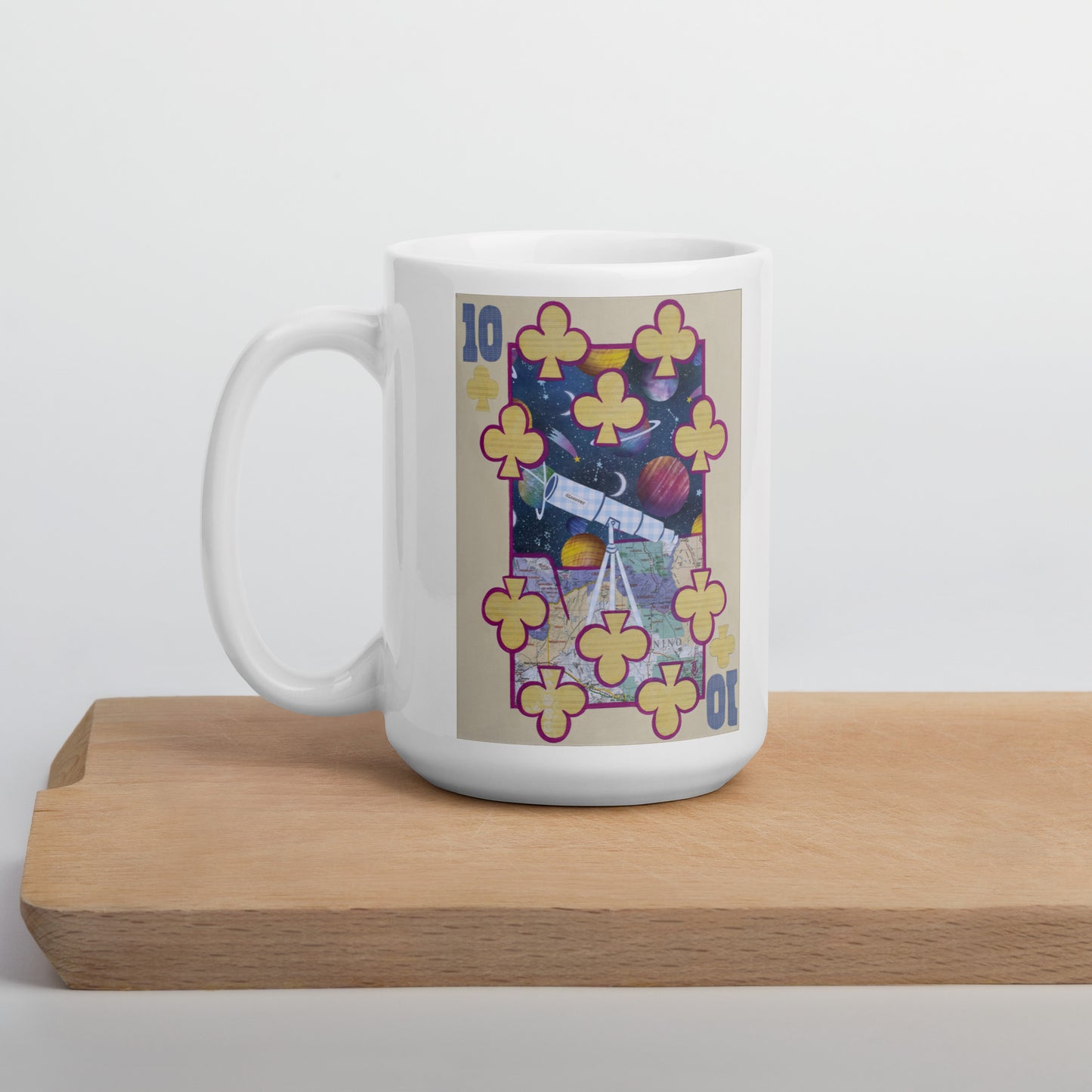 Ten of Clubs by Suzanne Villella | White glossy mug