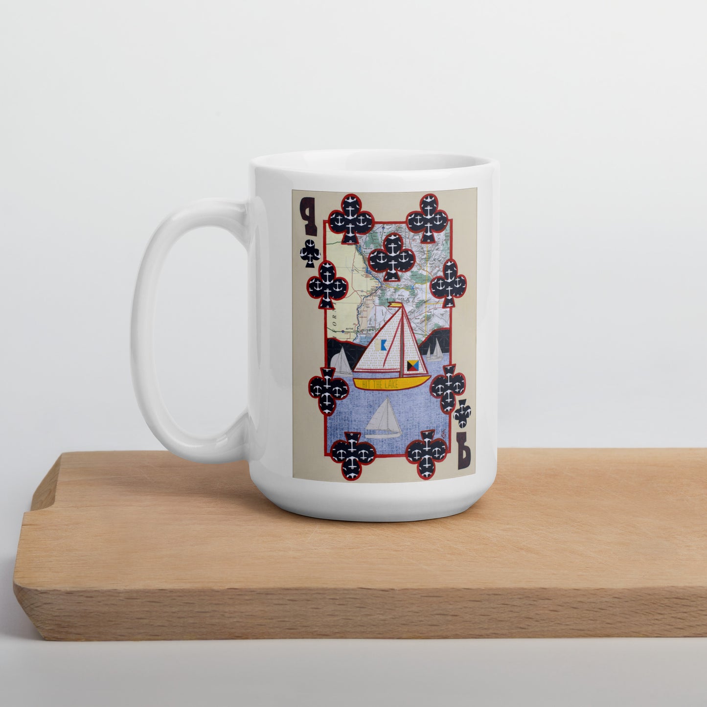 Nine of Clubs by Suzanne Villella | White glossy mug