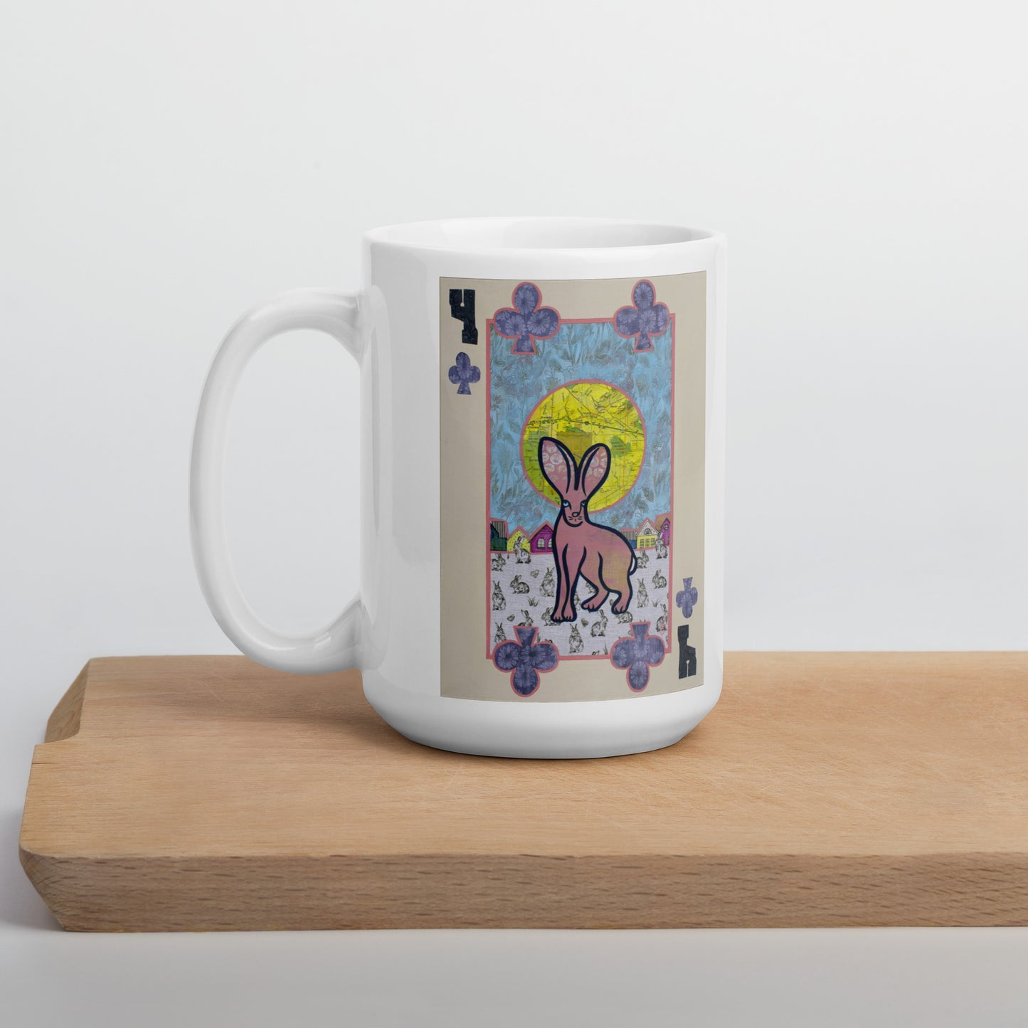 Four of Clubs by Suzanne Villella | White glossy mug