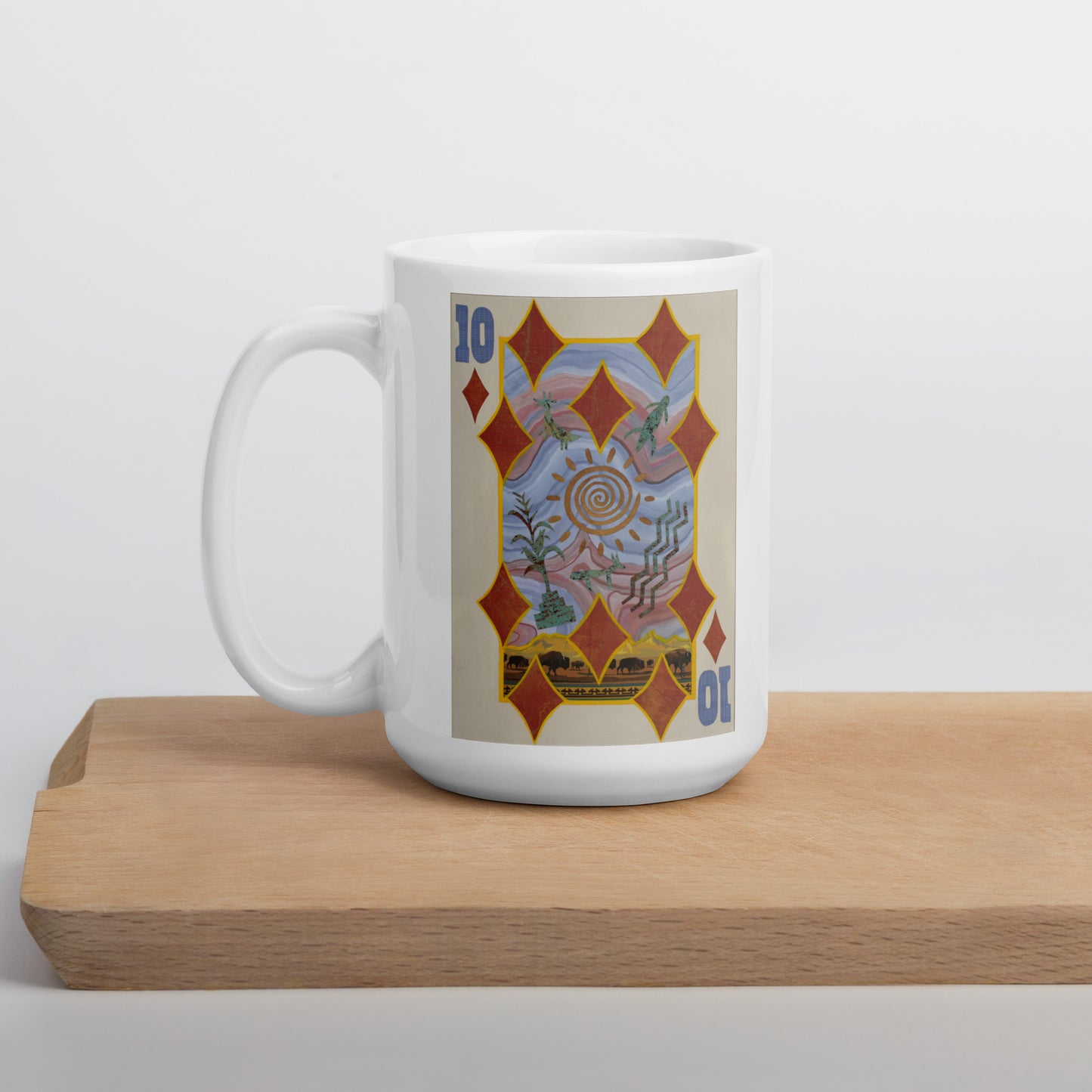 Ten of Diamonds by Suzanne Villella | White glossy mug