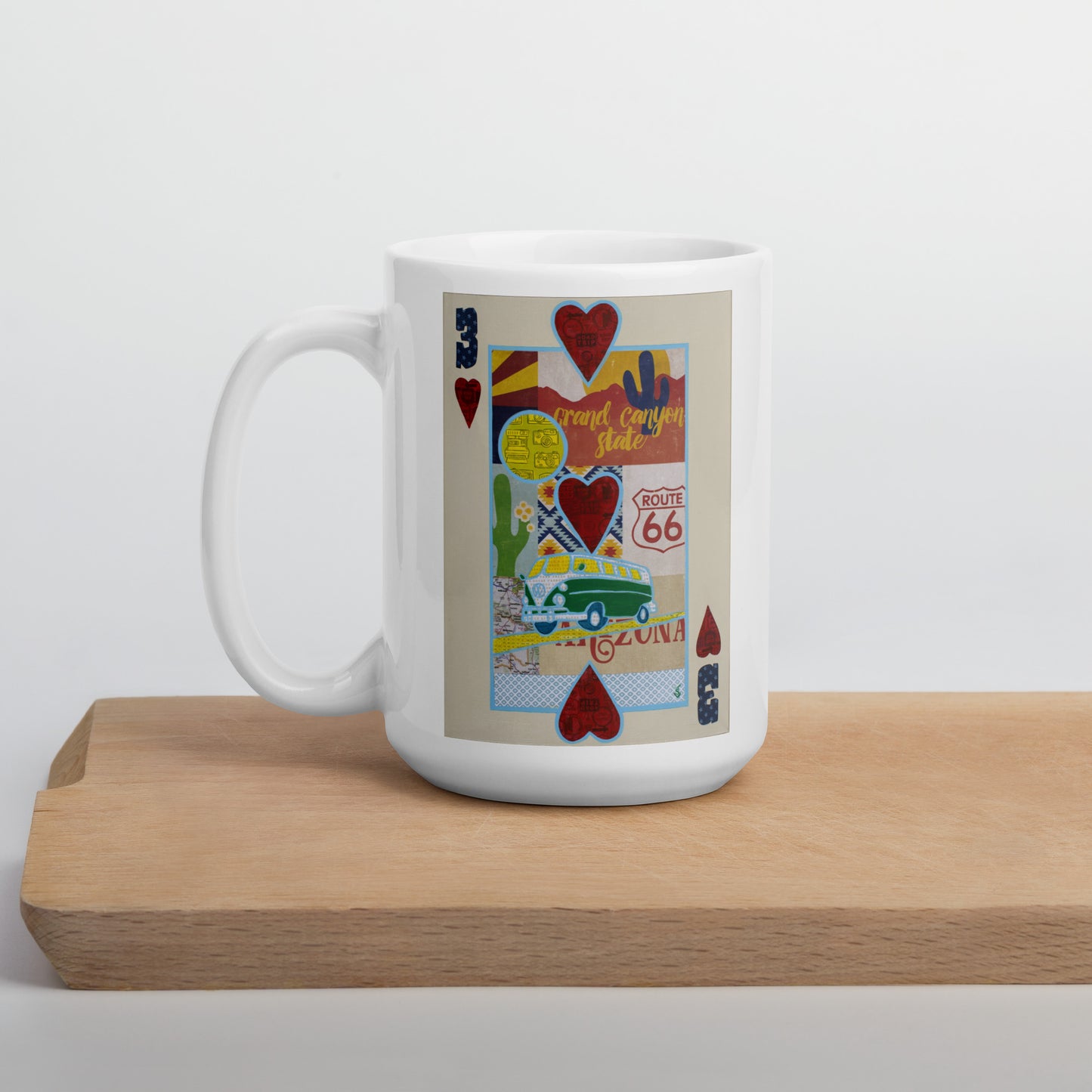 Three of Hearts by Suzanne Villella | White glossy mug