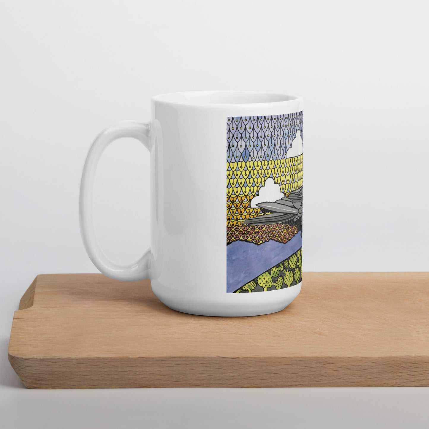 The Winged One by Ralph Philabaum | White glossy mug