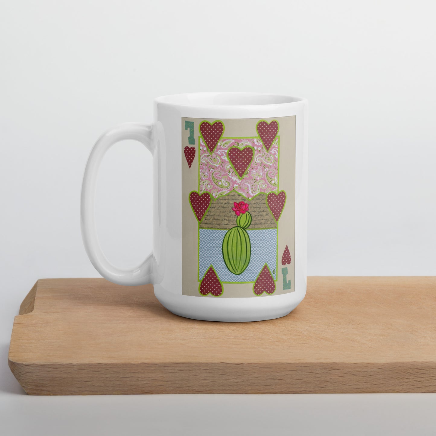 Seven of Hearts by Suzanne Villella | White glossy mug