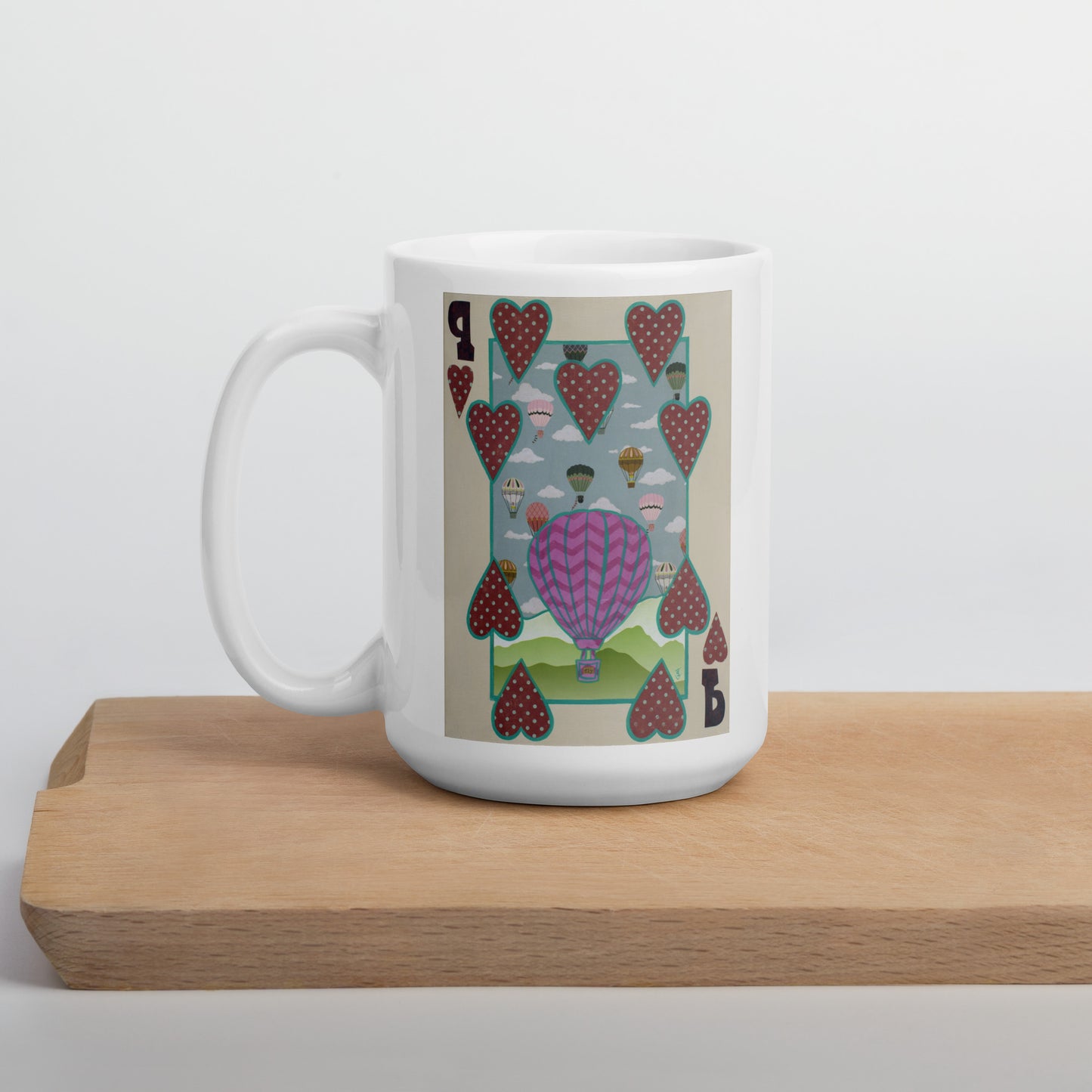 Nine of Hearts by Suzanne Villella | White glossy mug