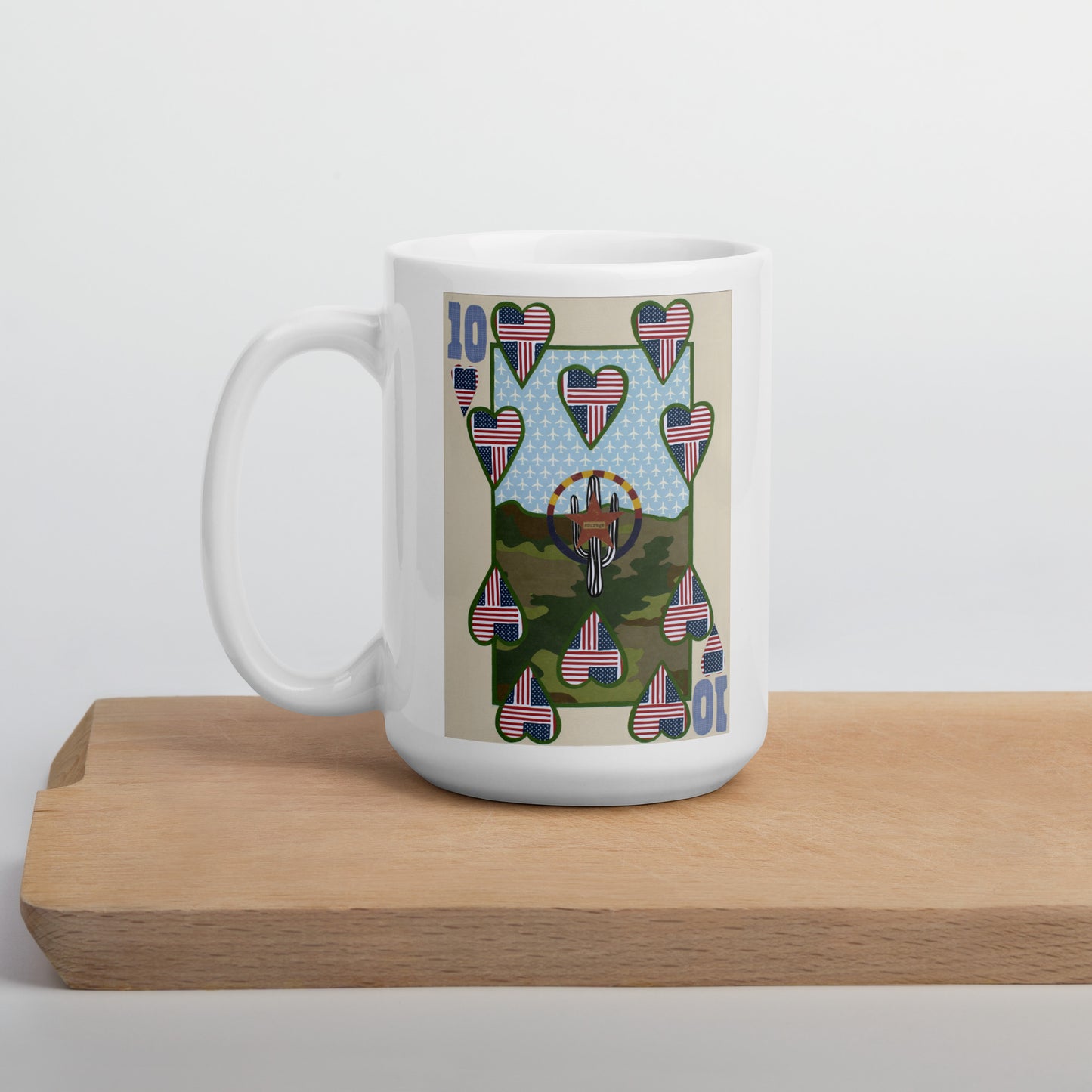 Ten of Hearts by Suzanne Villella | White glossy mug