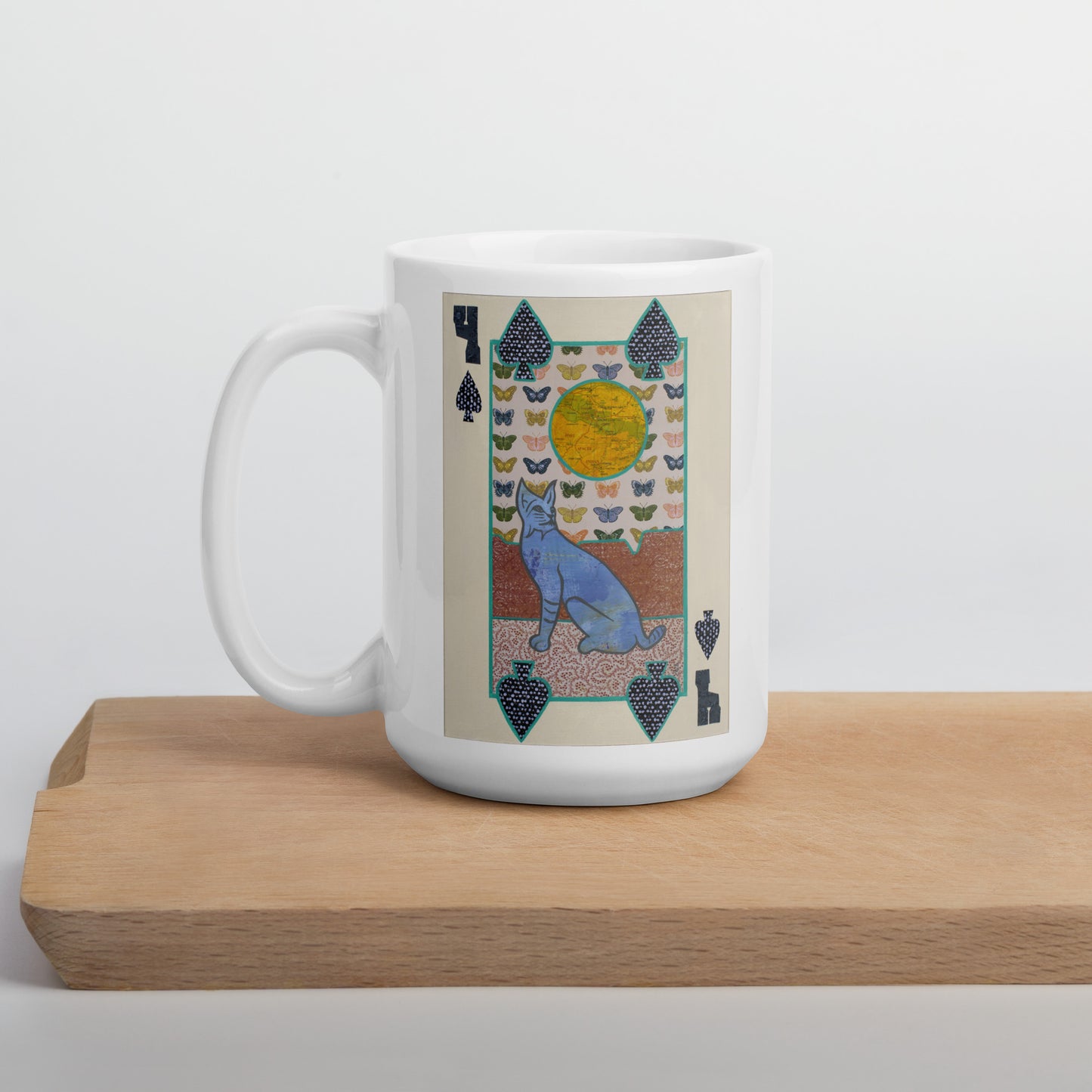 Four of Spades by Suzanne Villella | White glossy mug