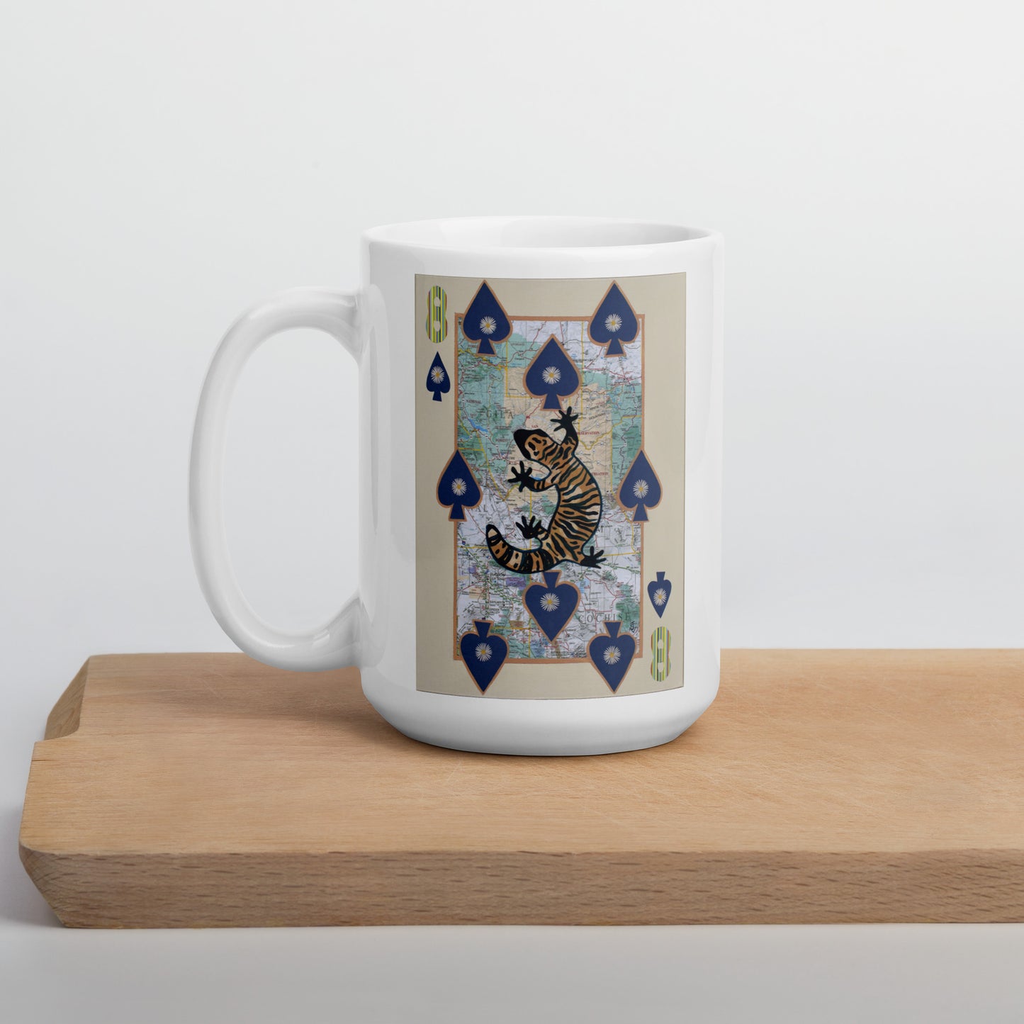 Eight of Spades by Suzanne Villella | White glossy mug