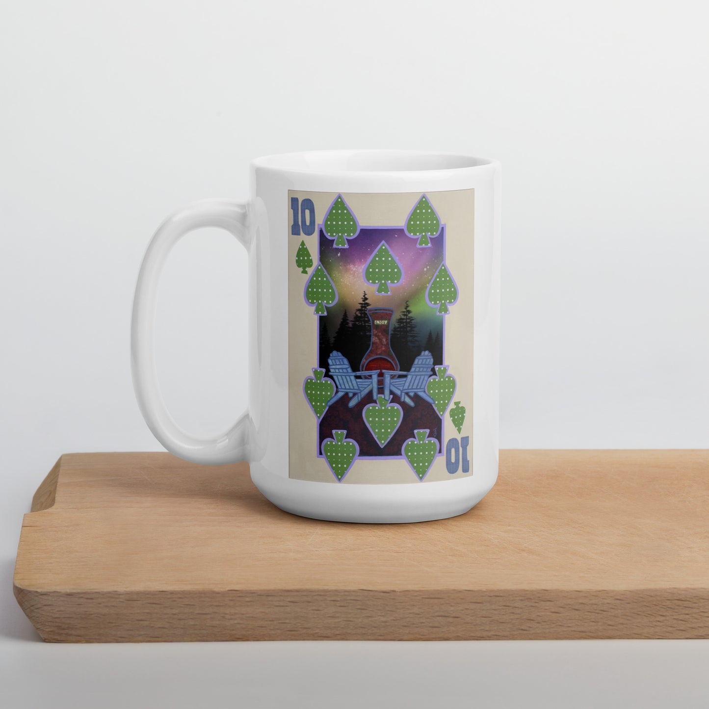 Ten of Spades by Suzanne Villella | White glossy mug