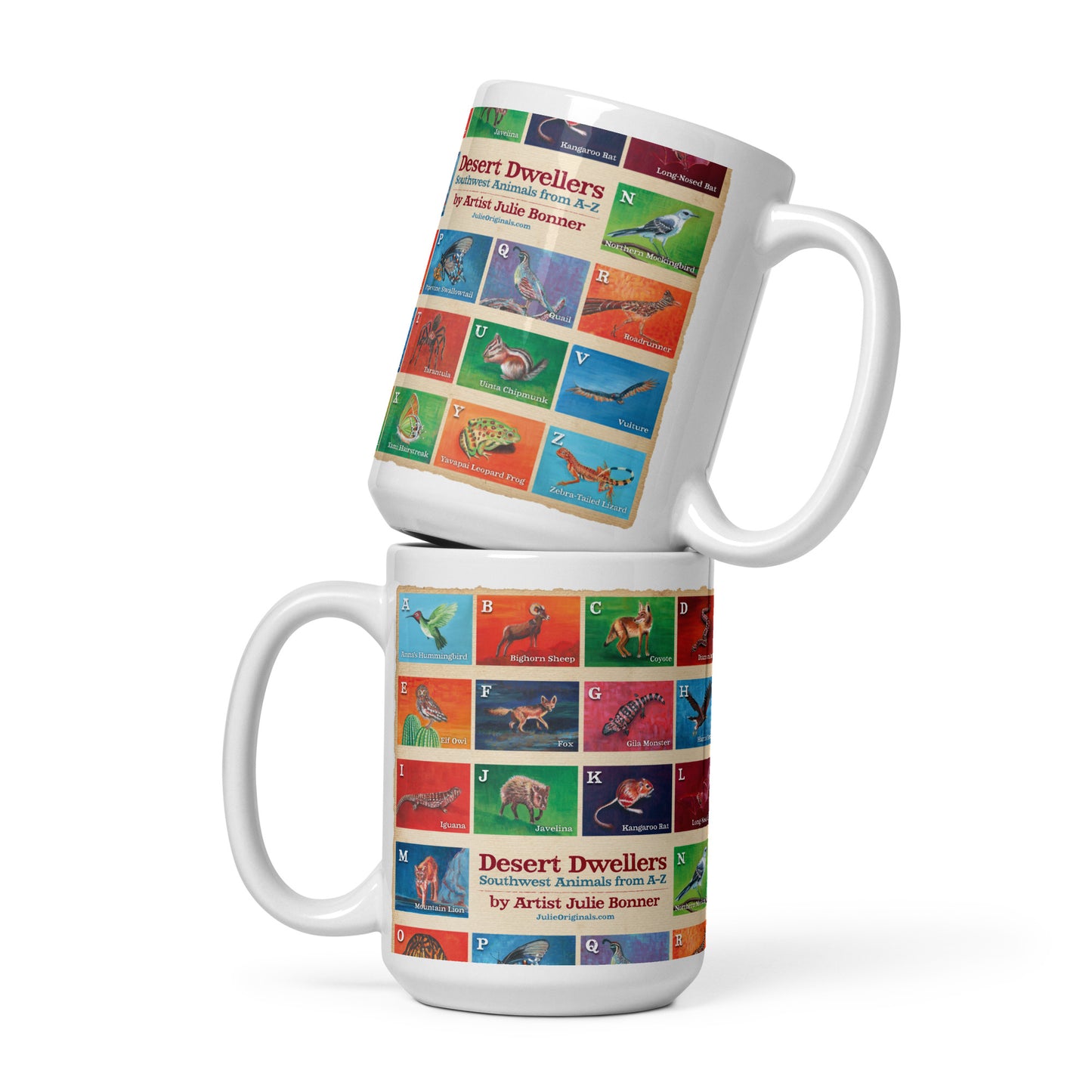 Desert Dwellers by Julie Bonner | White glossy mug