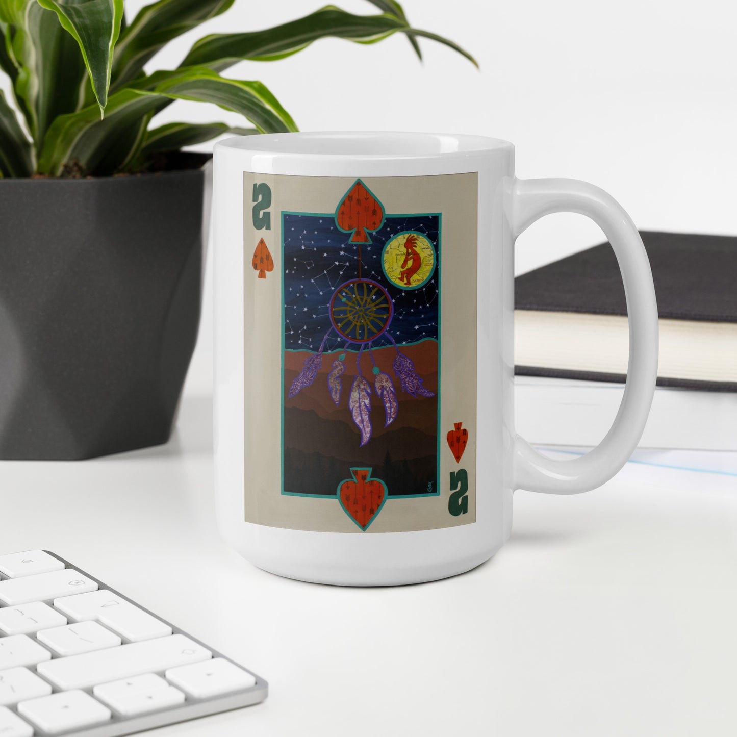 Two of Spades by Suzanne Villella | White glossy mug