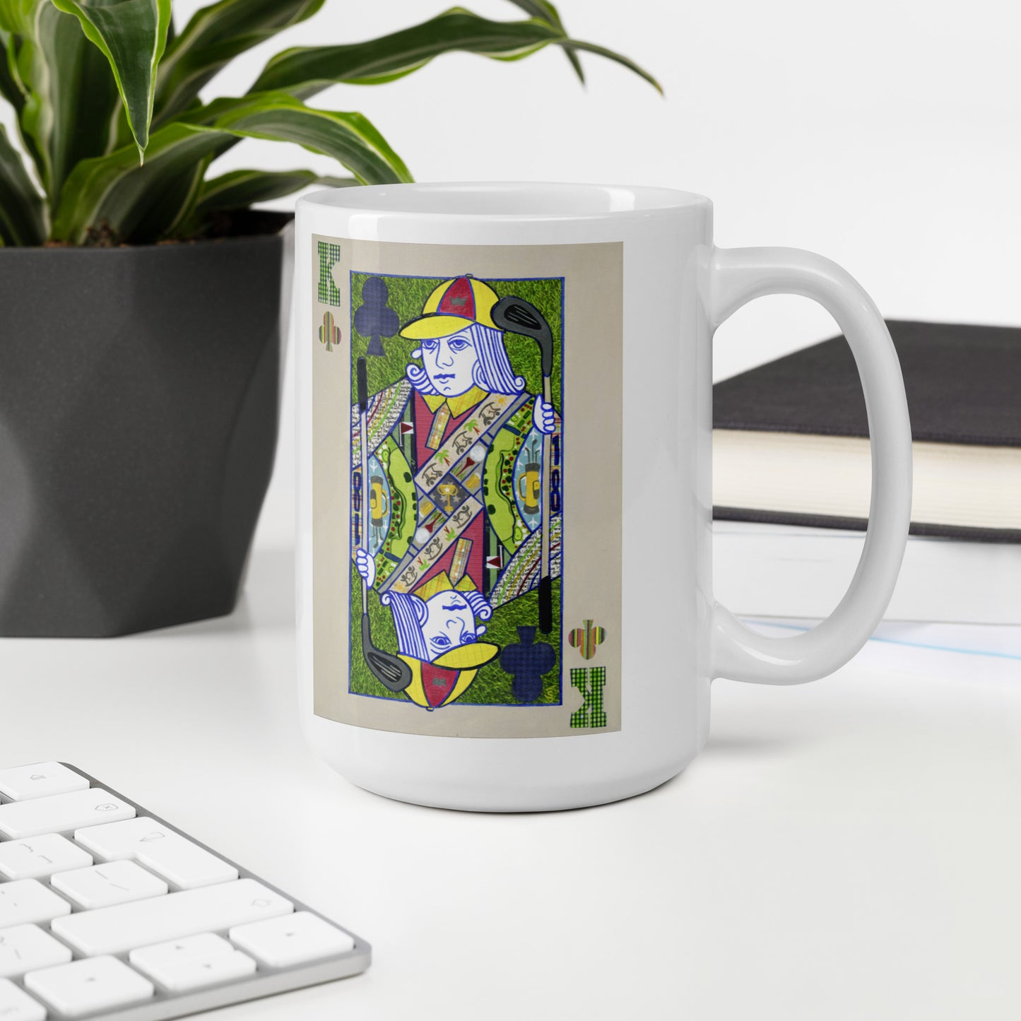 King of Clubs by Suzanne Villella | White glossy mug