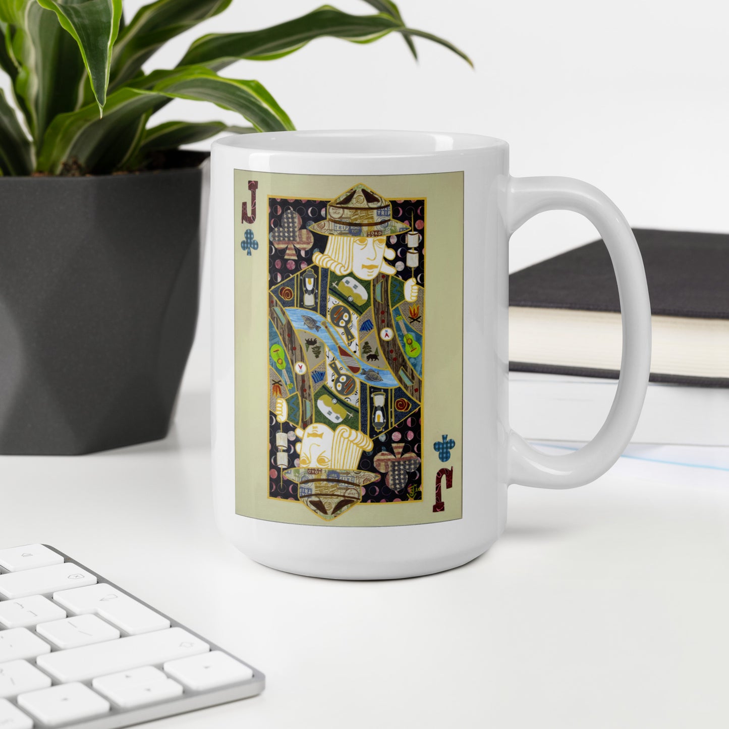 Jack of Clubs by Suzanne Villella | White glossy mug