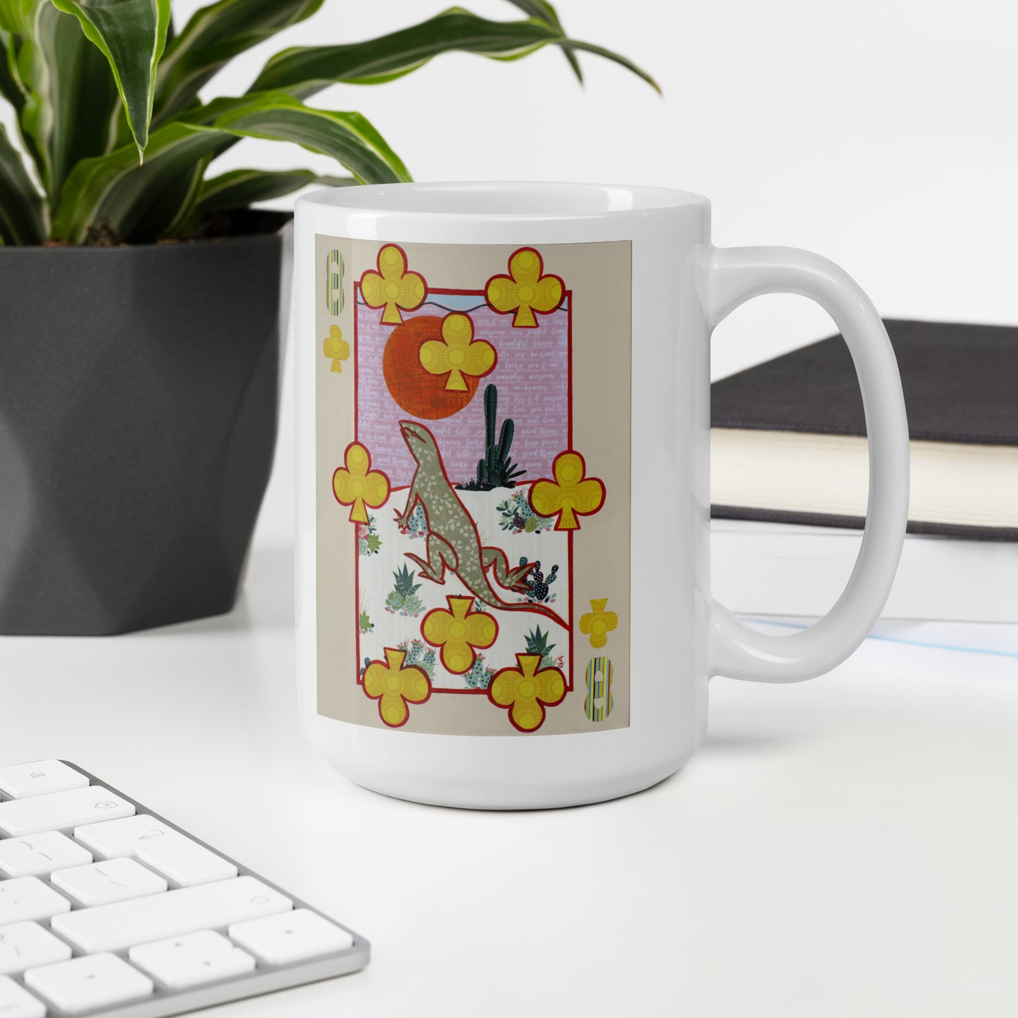 Eight of Clubs by Suzanne Villella | White glossy mug