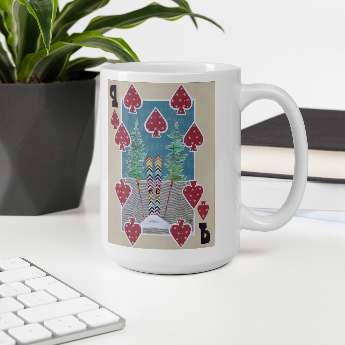 Nine of Spades by Suzanne Villella | White glossy mug