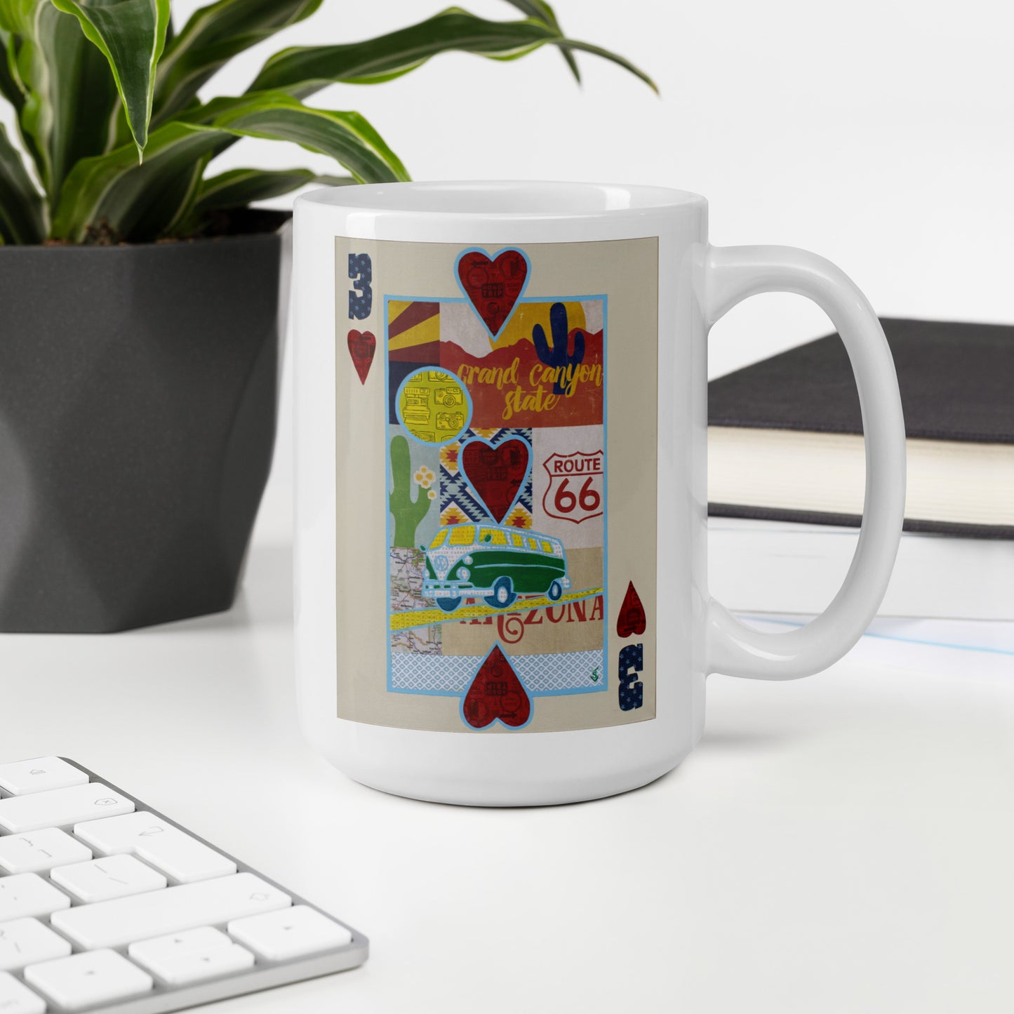 Three of Hearts by Suzanne Villella | White glossy mug