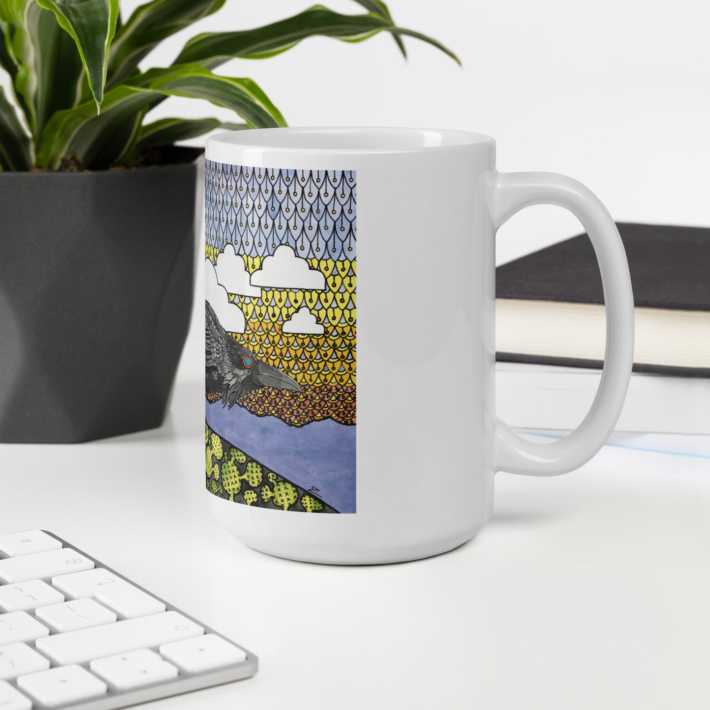 The Winged One by Ralph Philabaum | White glossy mug