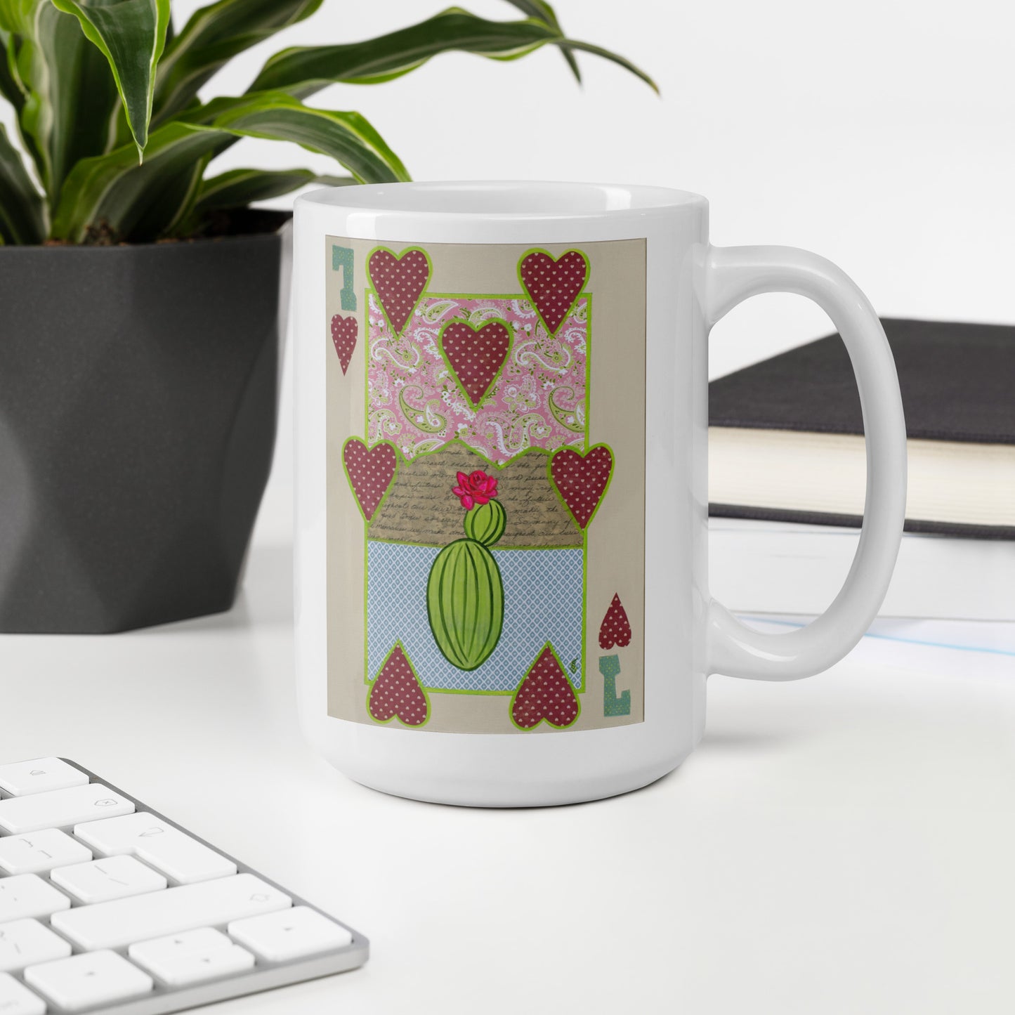 Seven of Hearts by Suzanne Villella | White glossy mug