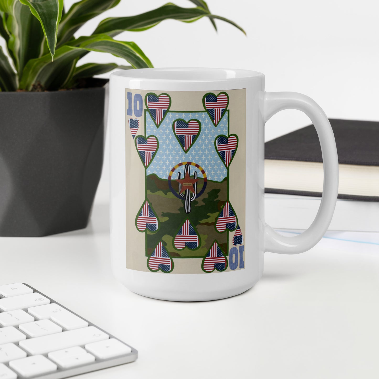 Ten of Hearts by Suzanne Villella | White glossy mug