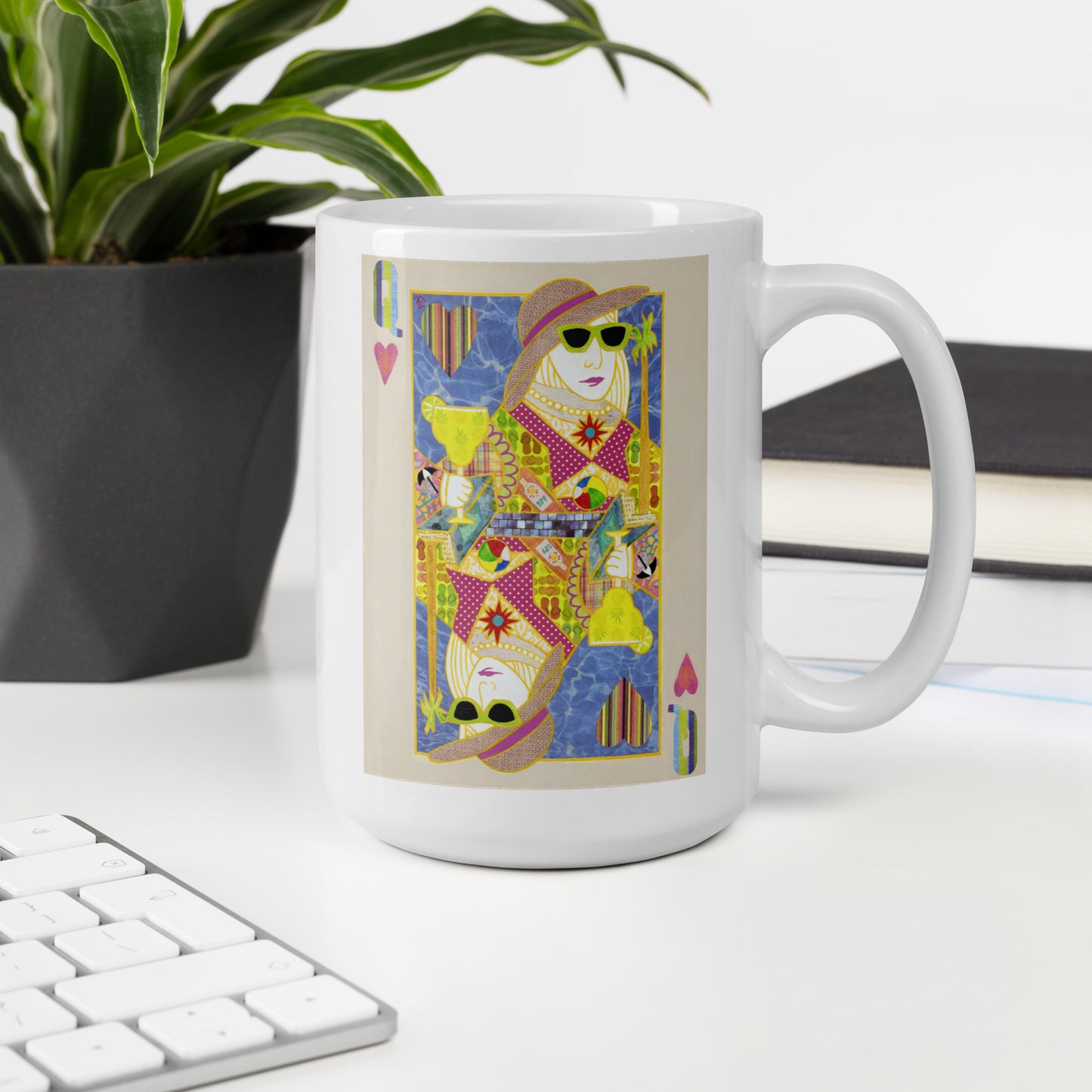 Queen of Hearts by Suzanne Villella | White glossy mug