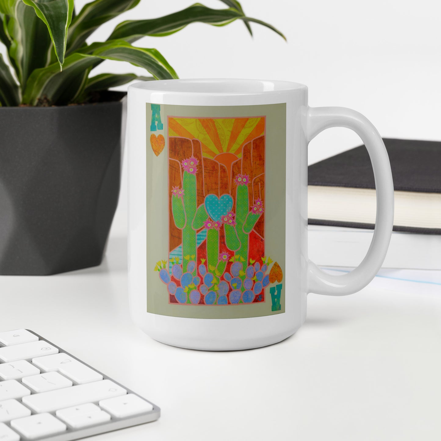 Ace of Hearts by Suzanne Villella | White glossy mug