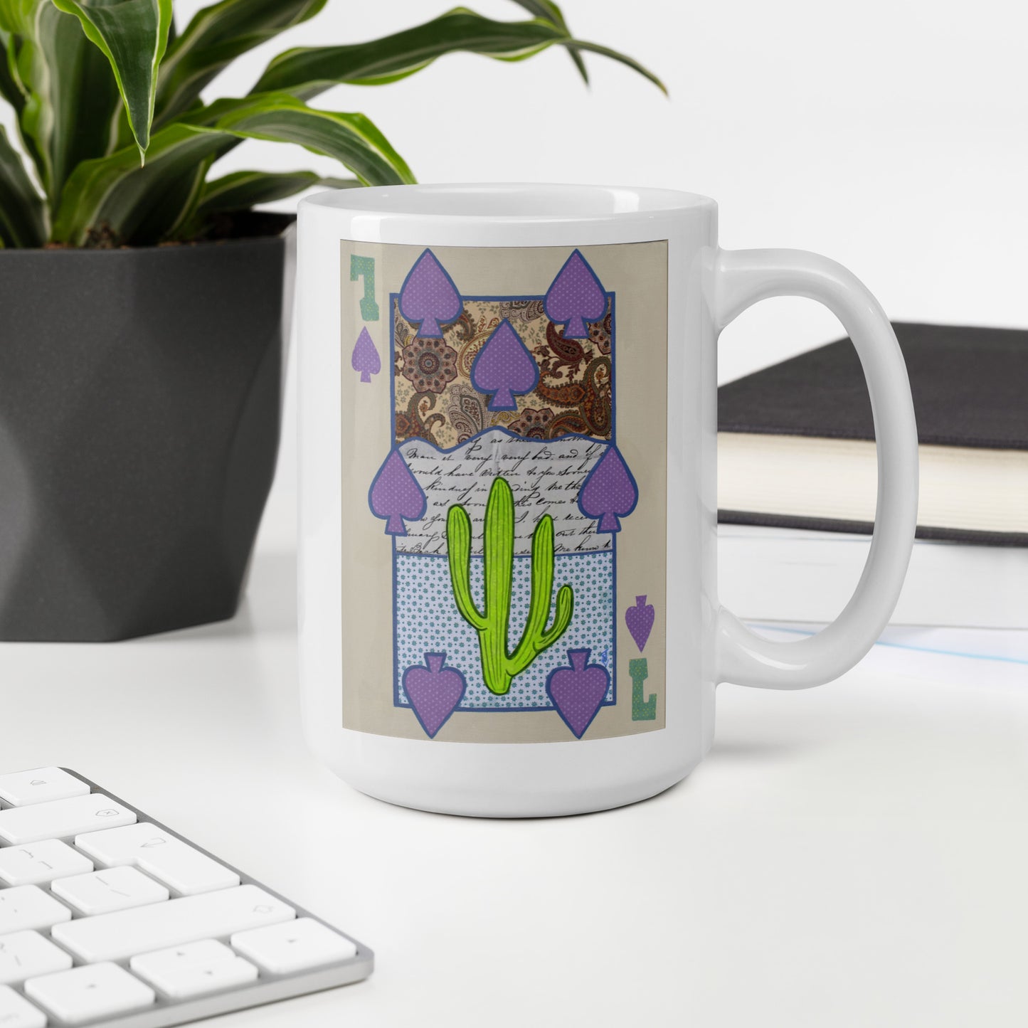 Seven of Spades by Suzanne Villella | White glossy mug