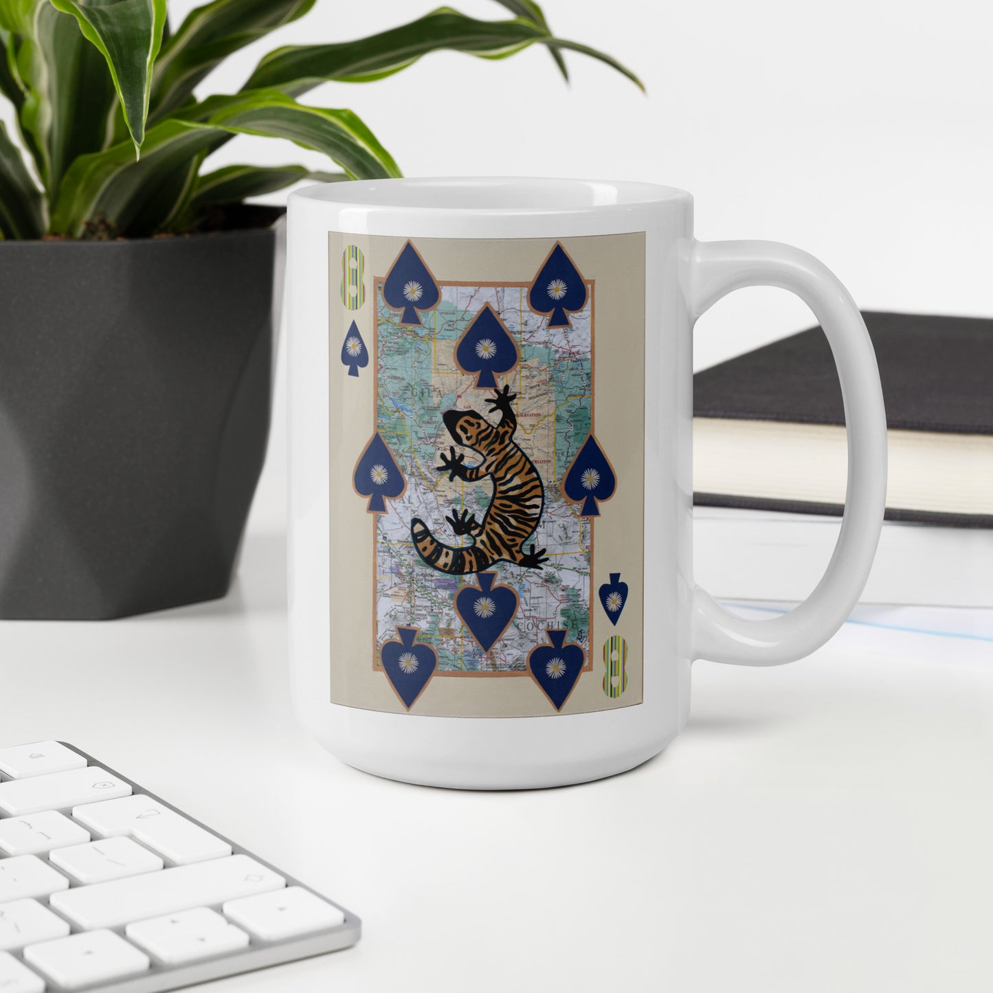 Eight of Spades by Suzanne Villella | White glossy mug