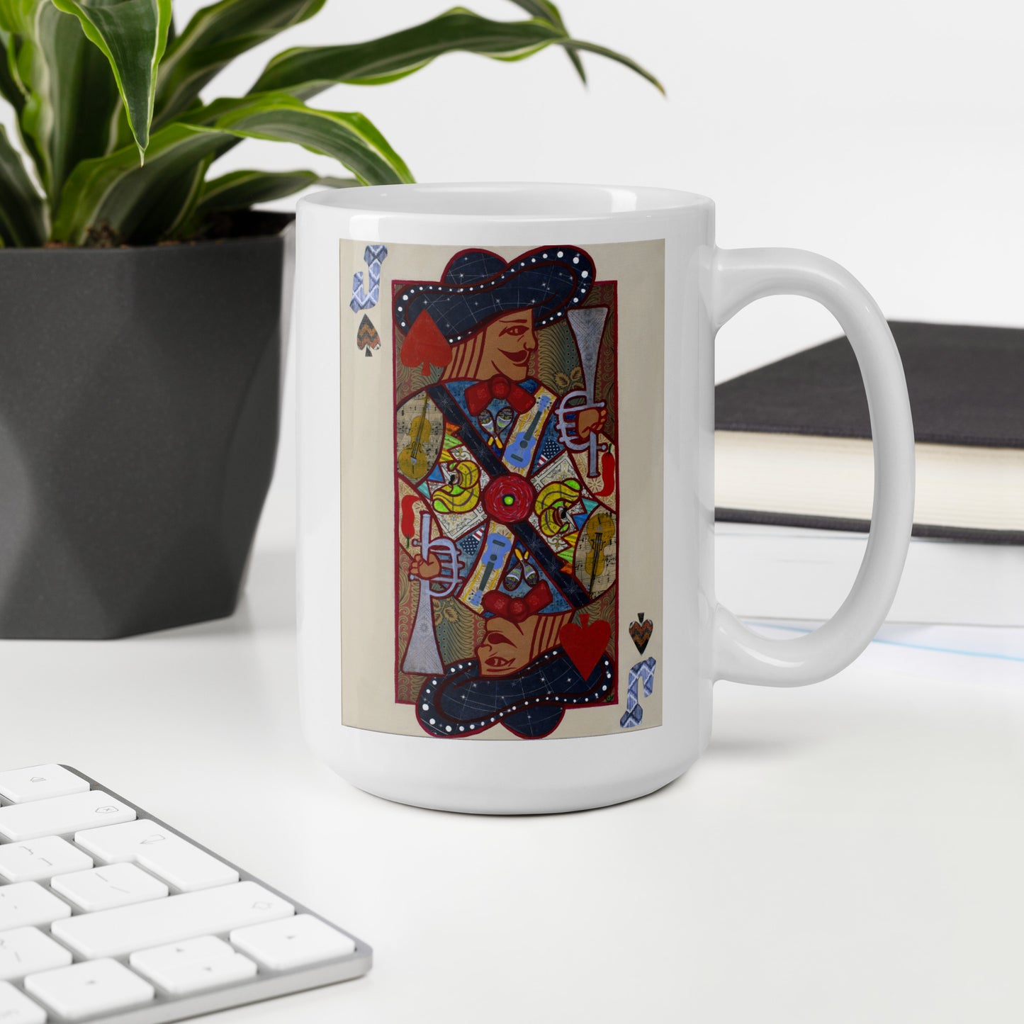 Jack of Spades by Suzanne Villella | White glossy mug