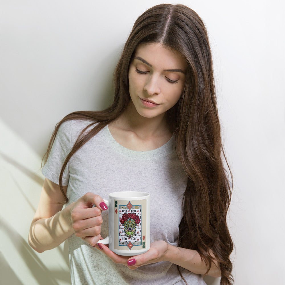 Two of Diamonds by Suzanne Villella | White glossy mug