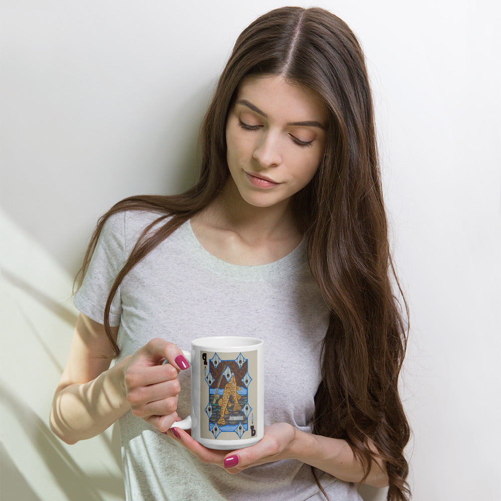 Nine of Diamonds by Suzanne Villella | White glossy mug