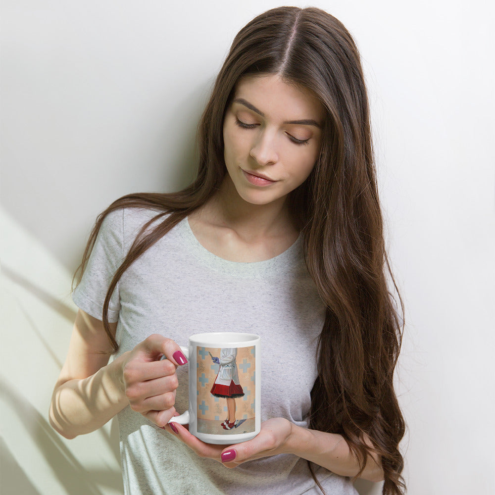 A Shot in the Arm by Kathleen Arthur | White glossy mug