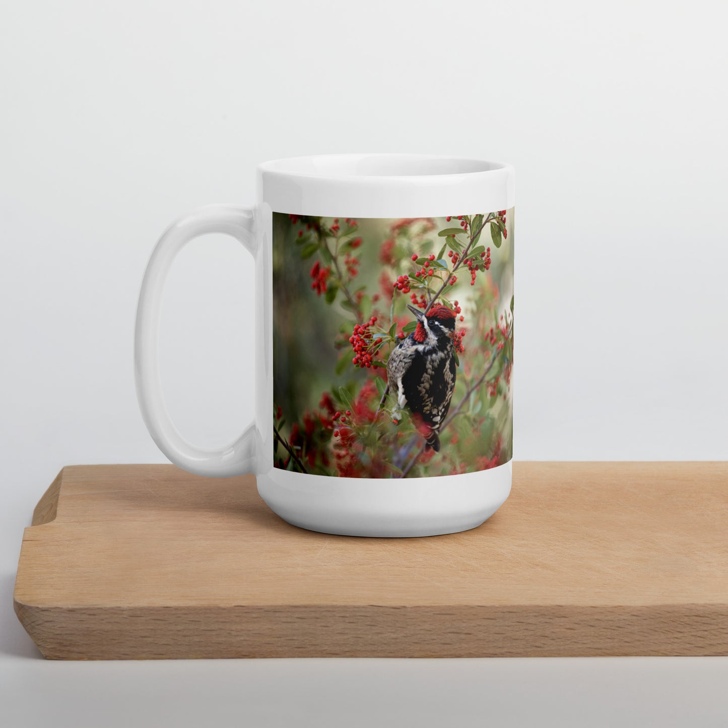 Red Naped Sapsucker by Leslie Leathers Photography | White glossy mug