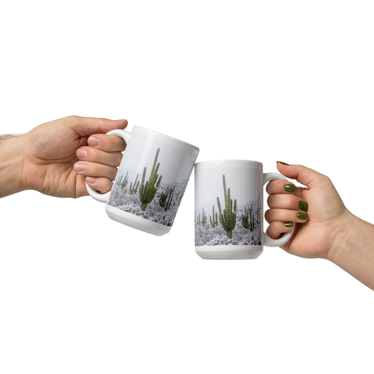 Saguaro Snowfall by Sean Parker Photography | White glossy mug