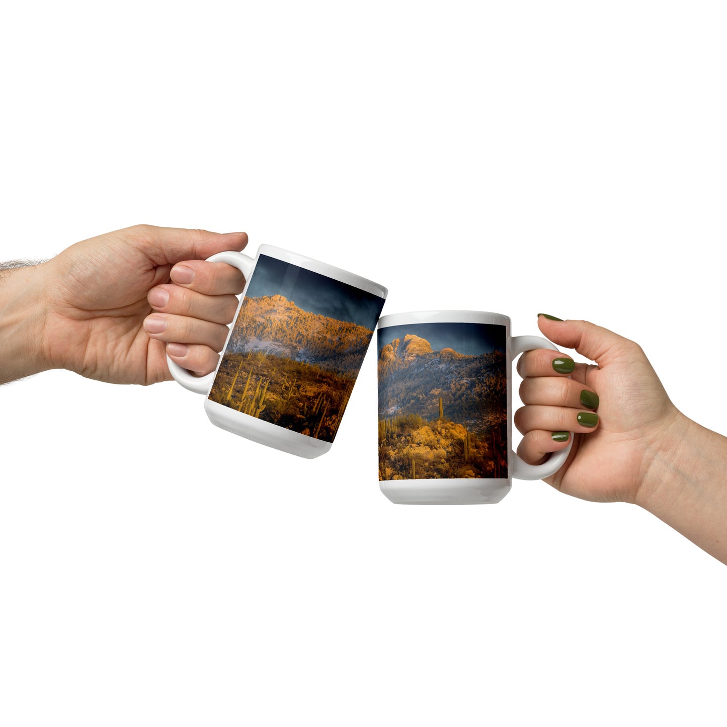 Rincon Mountain Snow by Sean Parker Photography | White glossy mug