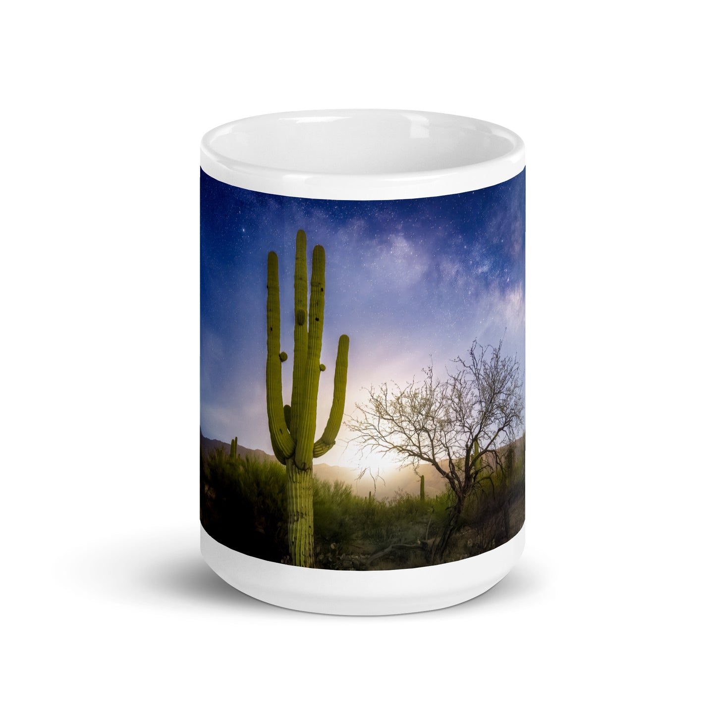 Milkyway Moonrise by Sean Parker Photography | White glossy mug