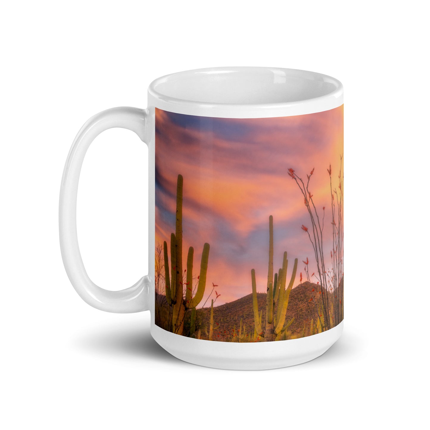 Tucson Mountain Park Sunset by Sean Parker Photography | White glossy mug