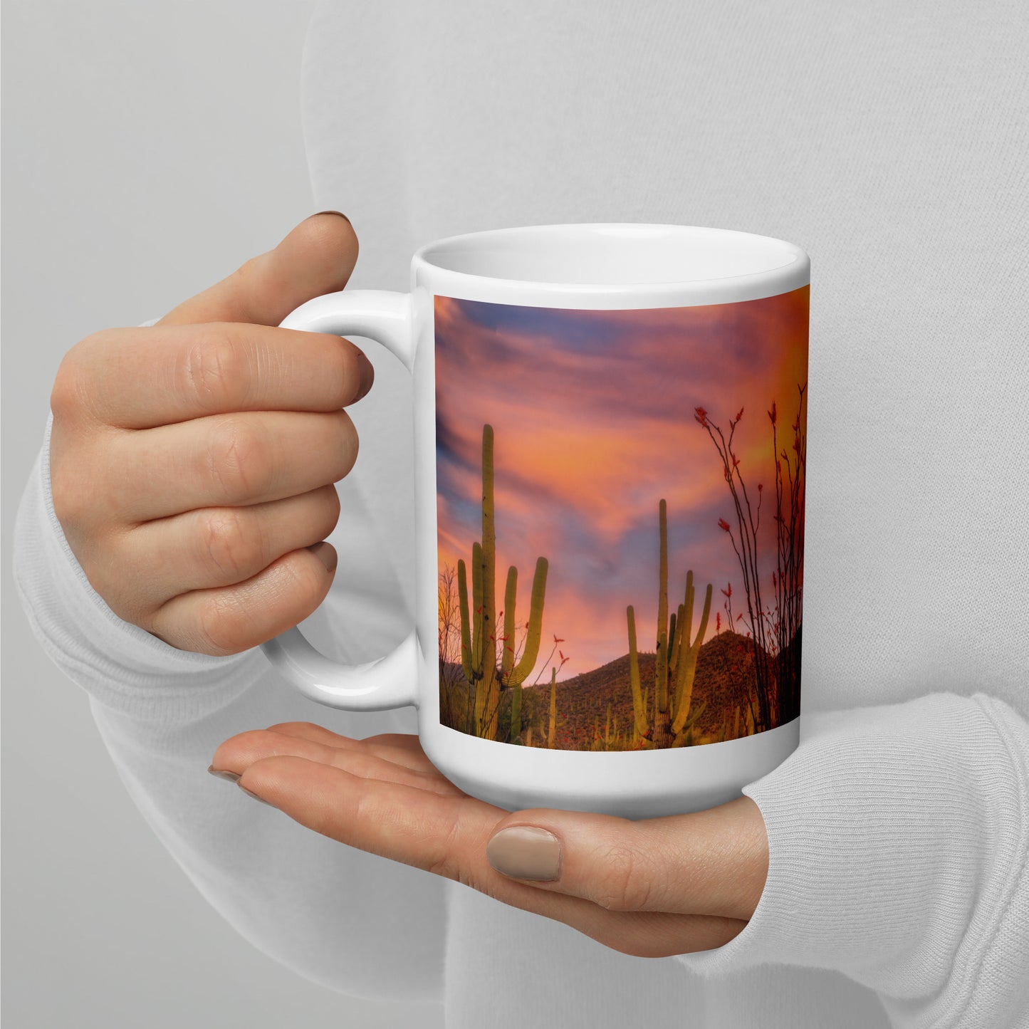 Tucson Mountain Park Sunset by Sean Parker Photography | White glossy mug